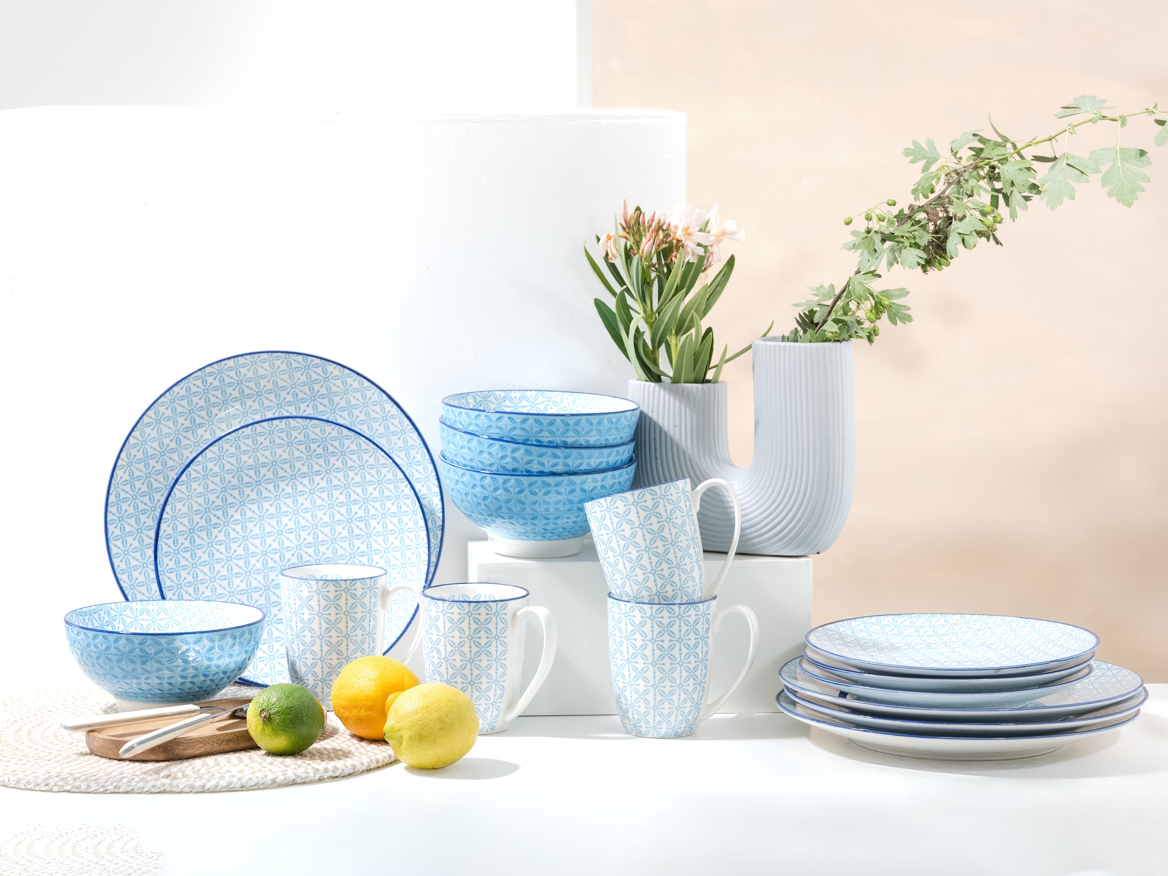 CreaTable Kombiservice »Mediterran, Service 16-tlg.« Mediterraner Flair, Traditionell keramische Motive