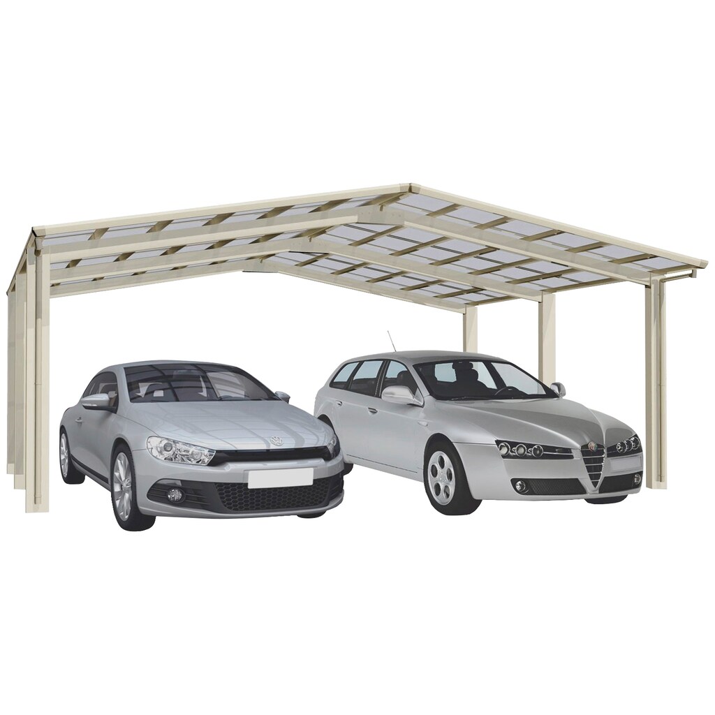 Ximax Doppelcarport »Linea Typ 110 M-Edelstahl-Look«, Aluminium, 530 cm, edelstahlfarben