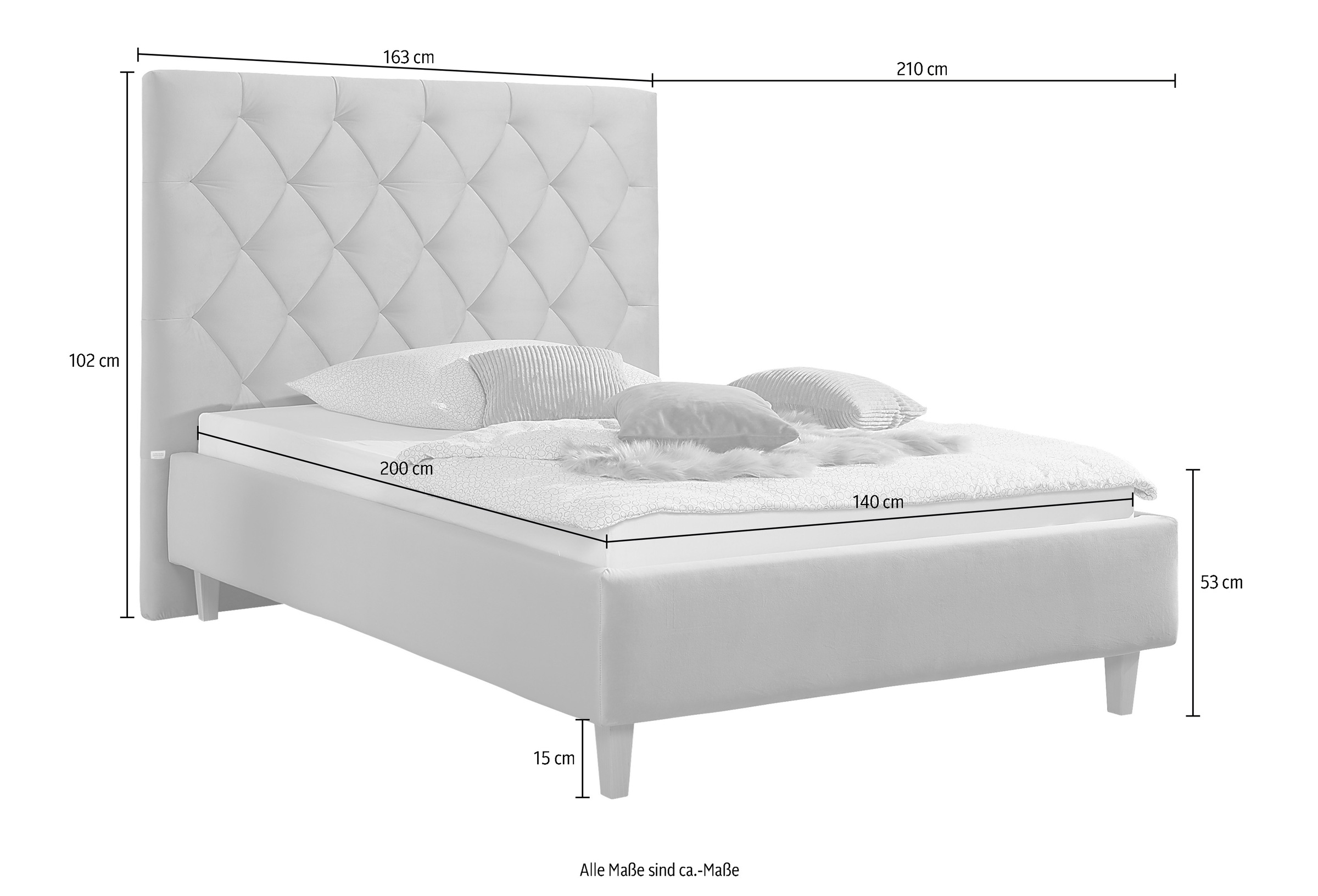 Guido Maria Kretschmer Home&Living Polsterbett »Sunley 140«, Kreuzsteppung, Kopfteilhöhe 142 cm, ohne oder mit Matratze/Lattenrost
