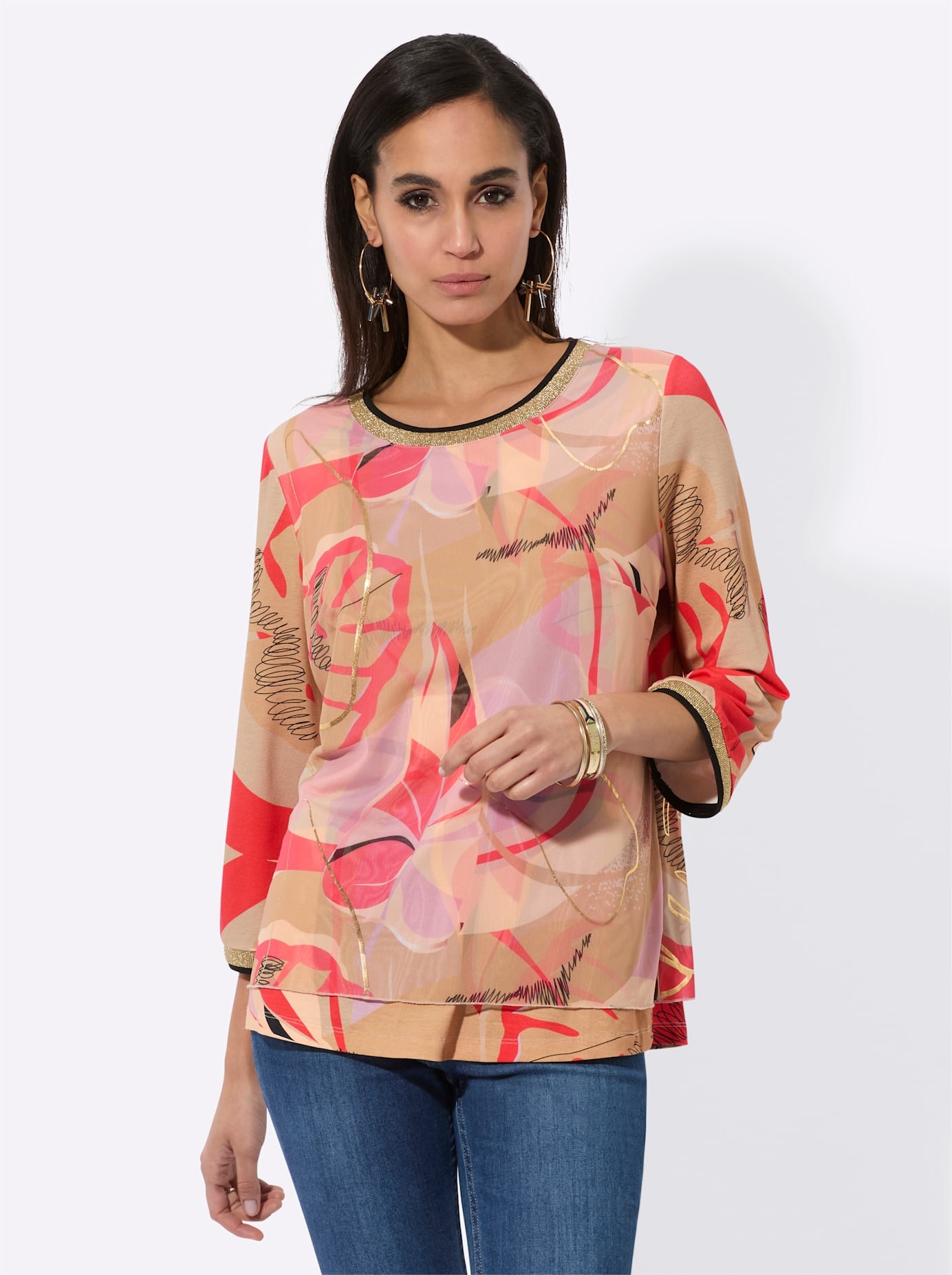 creation L Print-Shirt »Mesh-Shirt«, (1 tlg.)