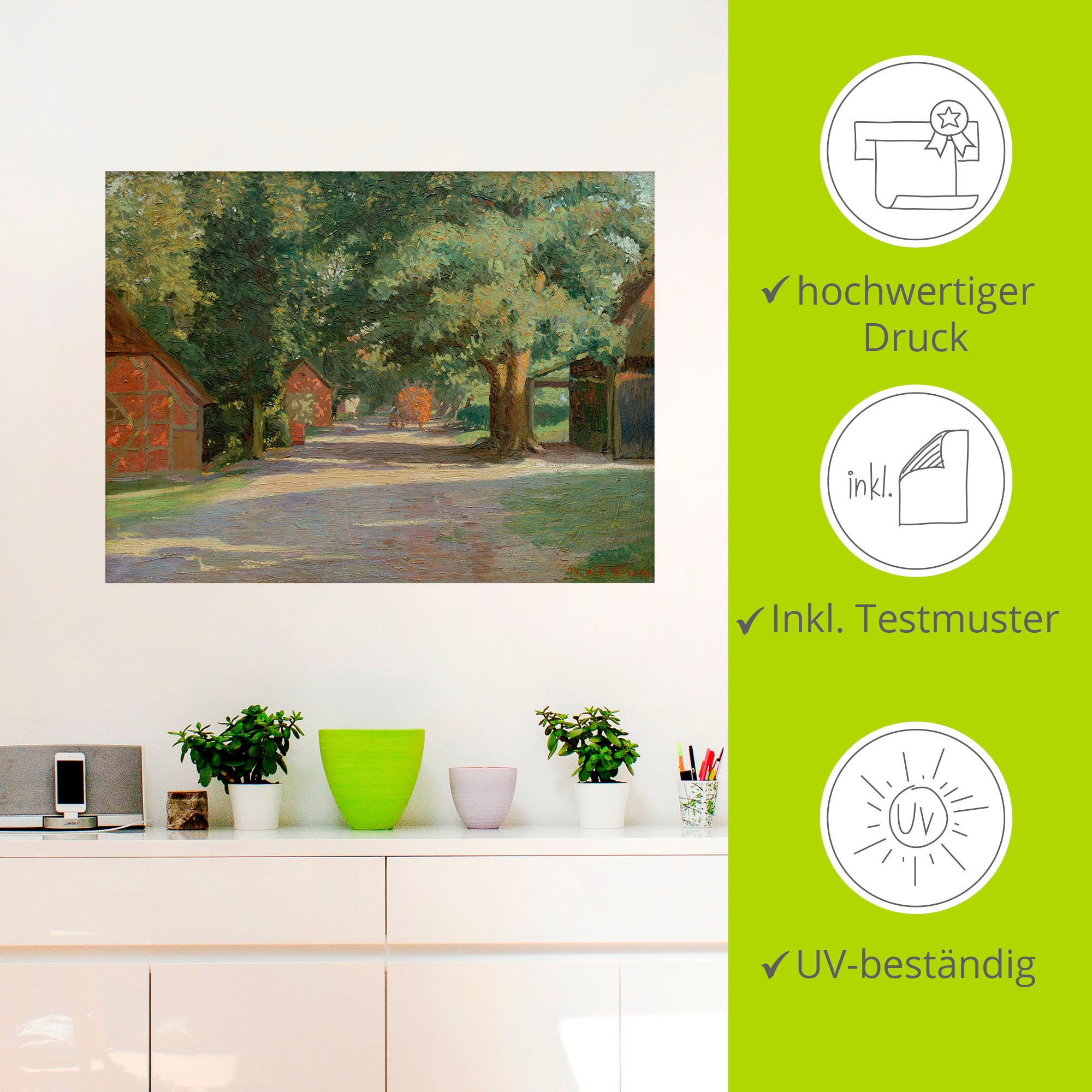 Artland Wandbild »Sommerliche Dorfstraße«, Vier Jahreszeiten Bilder, (1 St.), als Alubild, Leinwandbild, Wandaufkleber oder Poster in versch. Größen
