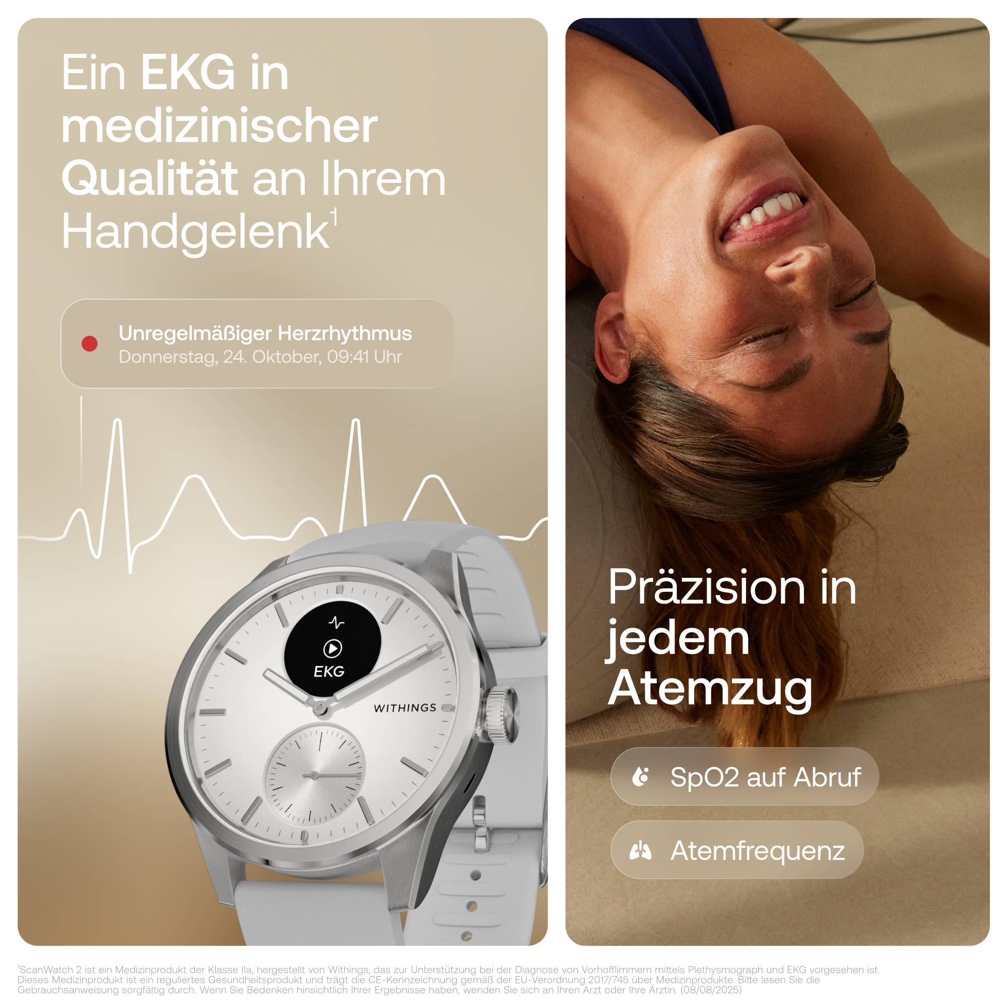 Withings Smartwatch »ScanWatch 2 42mm, hybrid, Akku bis 35 Tage, 50 M Wasserdicht« ( ) HealthSenseOS
