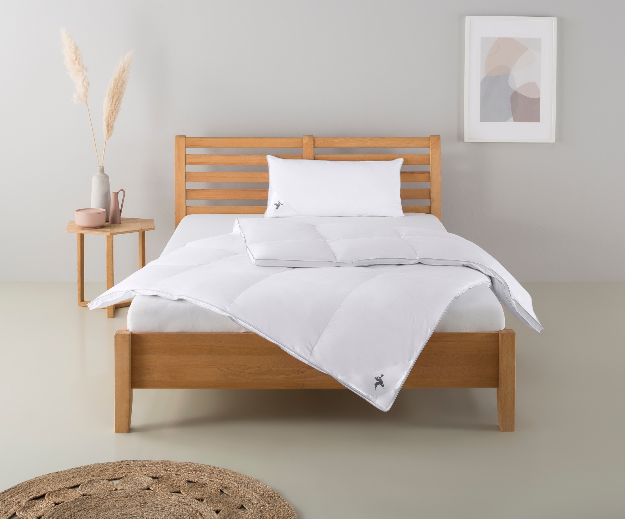 OTTO home Daunenbettdecke + Kopfkissen "Lodiken, Bettdecke 135x200 cm, 155x220 cm, Decke Made in Germany" Set mit Kissen 40x80 cm, 80x80 cm, Frühling, Sommer, Herbst, Winter