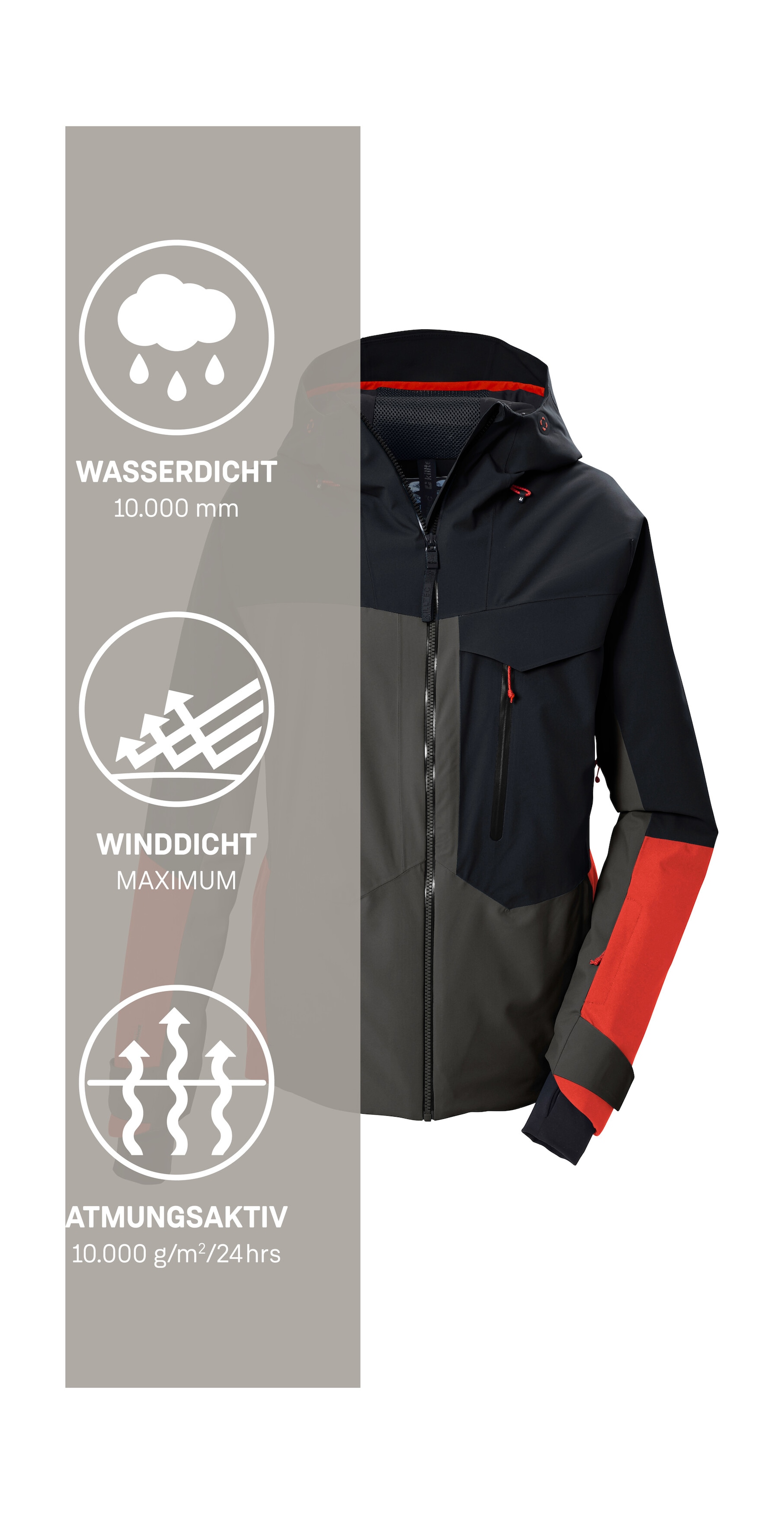 Killtec Skijacke »KSW 66 MN SKI JCKT« Trendige, wasserdichte Skijacke mit Atmungsaktivität und Schneefang