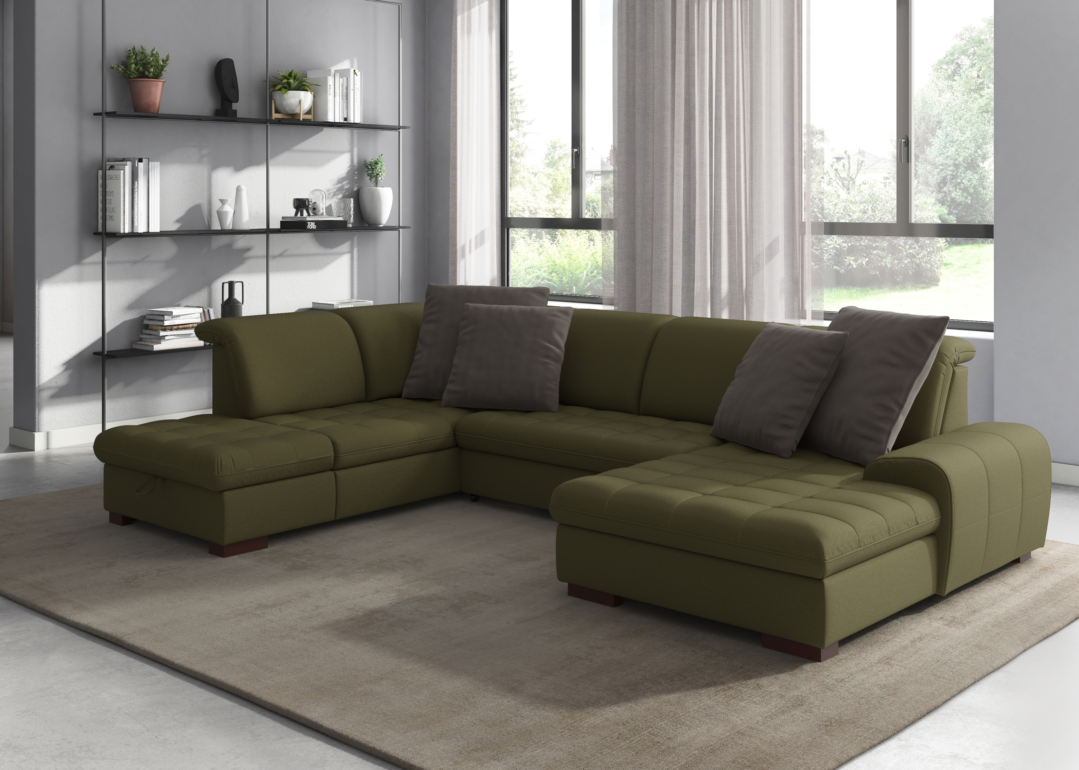 sit&more Wohnlandschaft "Luxor U-Form" wahlweise mit Schlaffunktion, Bettkasten und Kopfteilverstellung