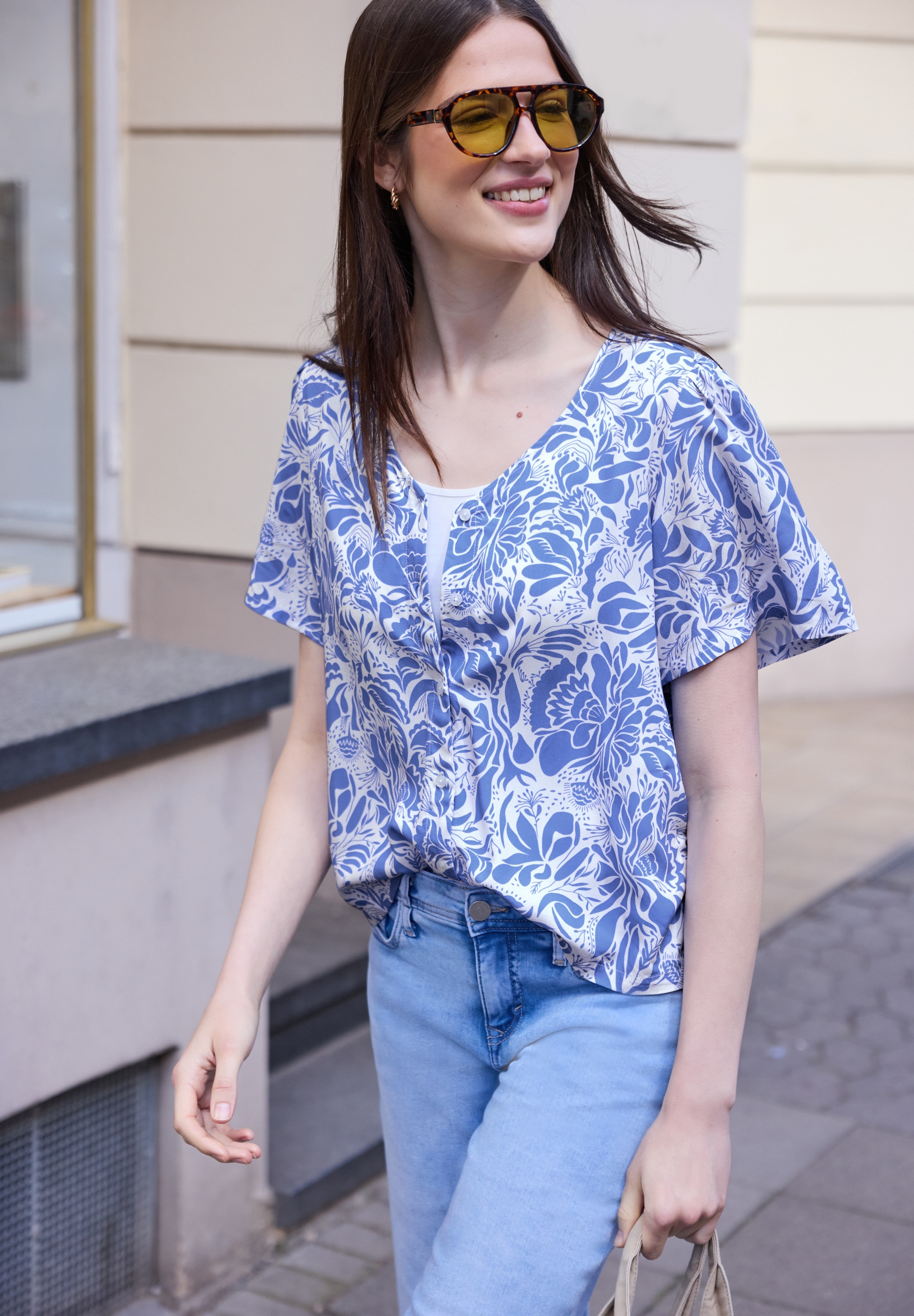 STREET ONE STUDIO Kurzarmbluse aus softer Viskose günstig online kaufen