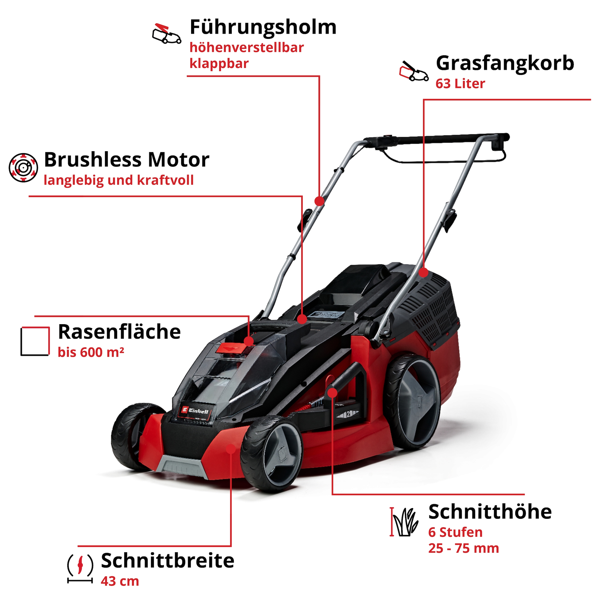 Einhell Akkurasenmäher »»GE-CM 43« & Rasentrimmer »GC-CT 18/24 P««, Inkl. 2x 4Ah Akkus und 2 Ladegeräte