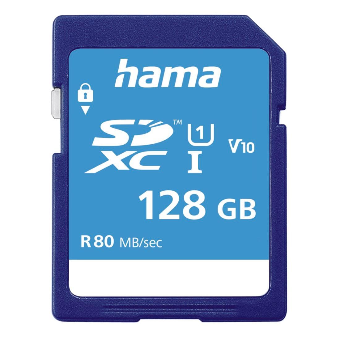HAMA Speicherkarte "SD Karte, Memory Fast, Class 10 UHS-I", 128 GB, blau, Speicherkarten