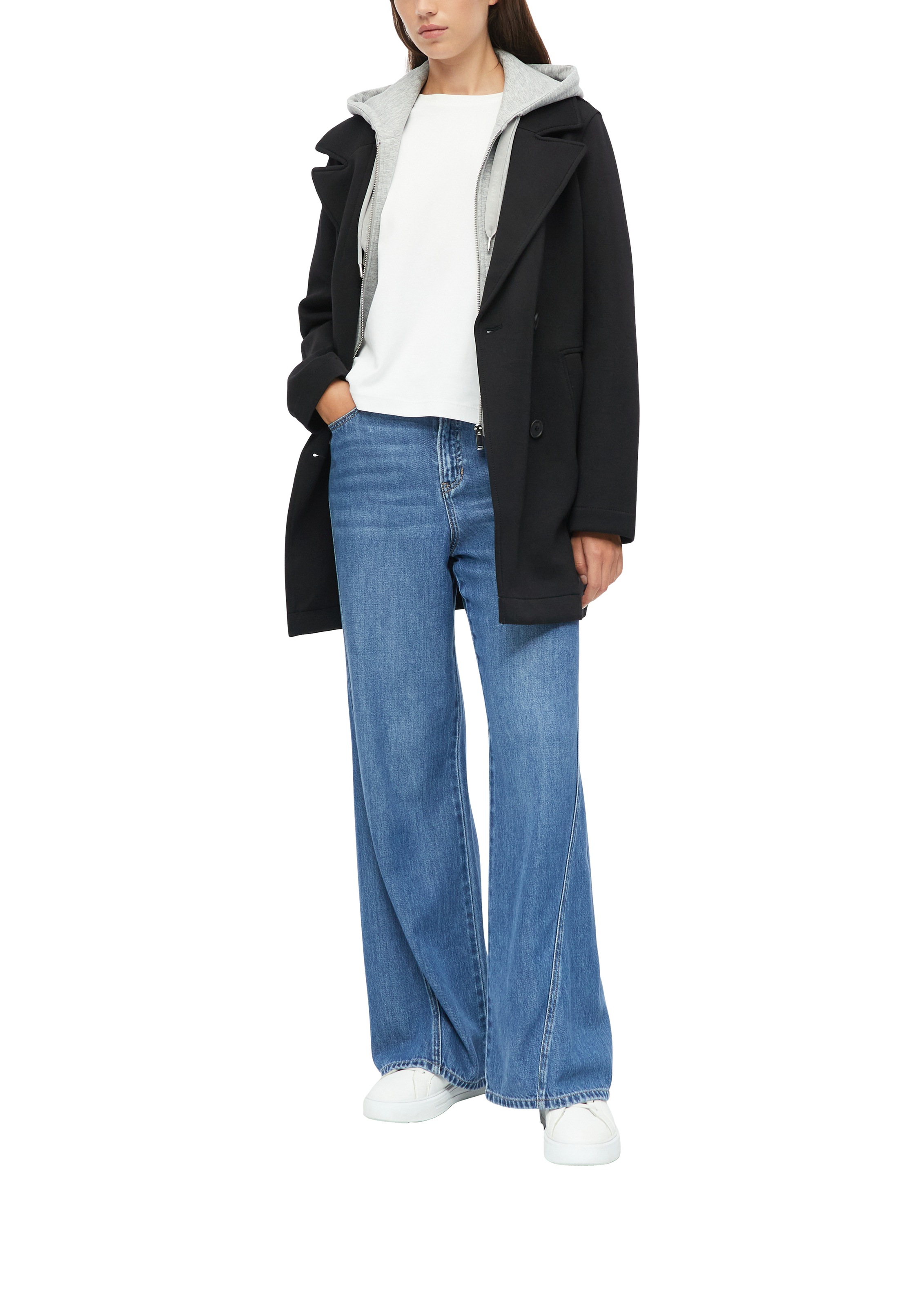 s.Oliver Kapuzenfleecejacke mit Kapuze Wintermantel im Doppellayer-Look / Kapuzen-Inlay