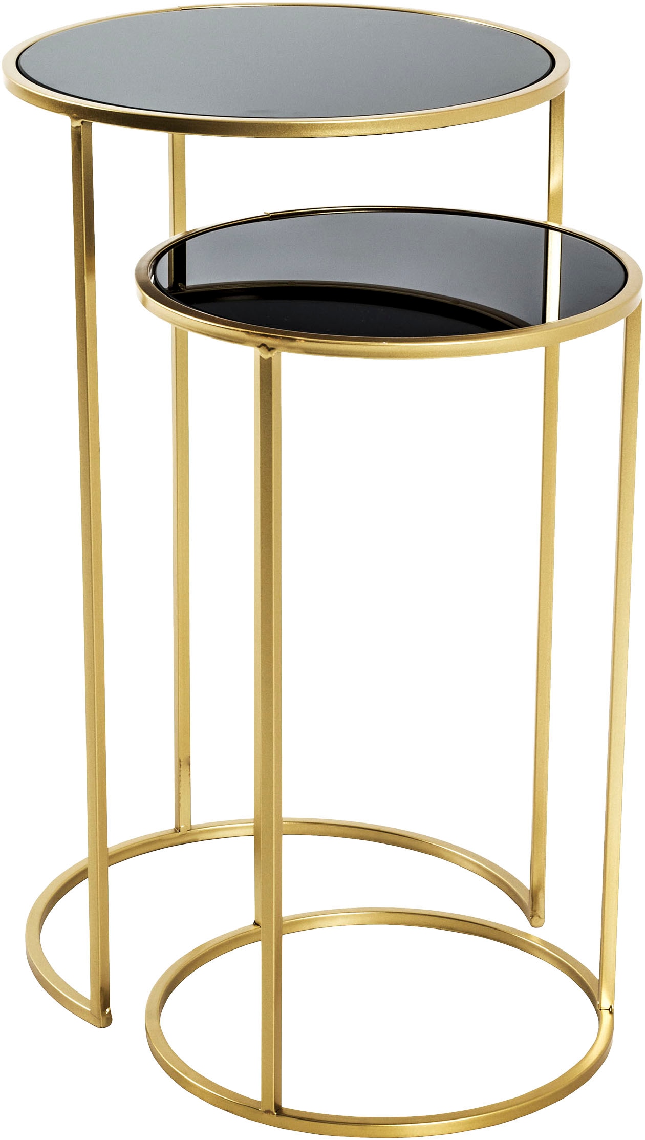 HAKU Beistelltisch "Sofatisch, Wohnzimmertisch" Set, 2er Set, 2 Stk. tlg. rund - aus Metall Gold - Ø/H 30/50 und 35/60 cm