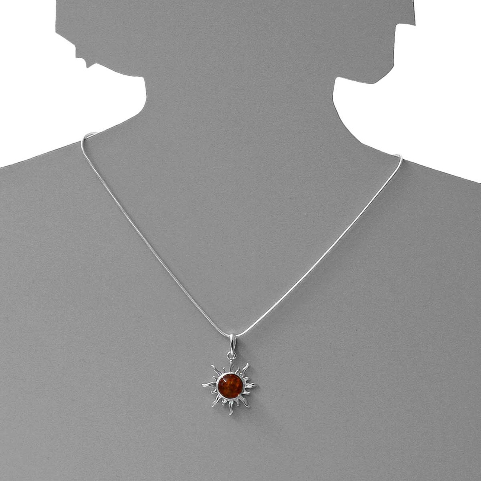 Kette mit Anhänger OSTSEE-SCHMUCK "Ostsee-Schmuck Kette mit Anhänger Sonne 30 mm" Gr. 42, silber, Halsketten, Damen, 42cm, Silber 925 (Sterlingsilber), L: 42 2