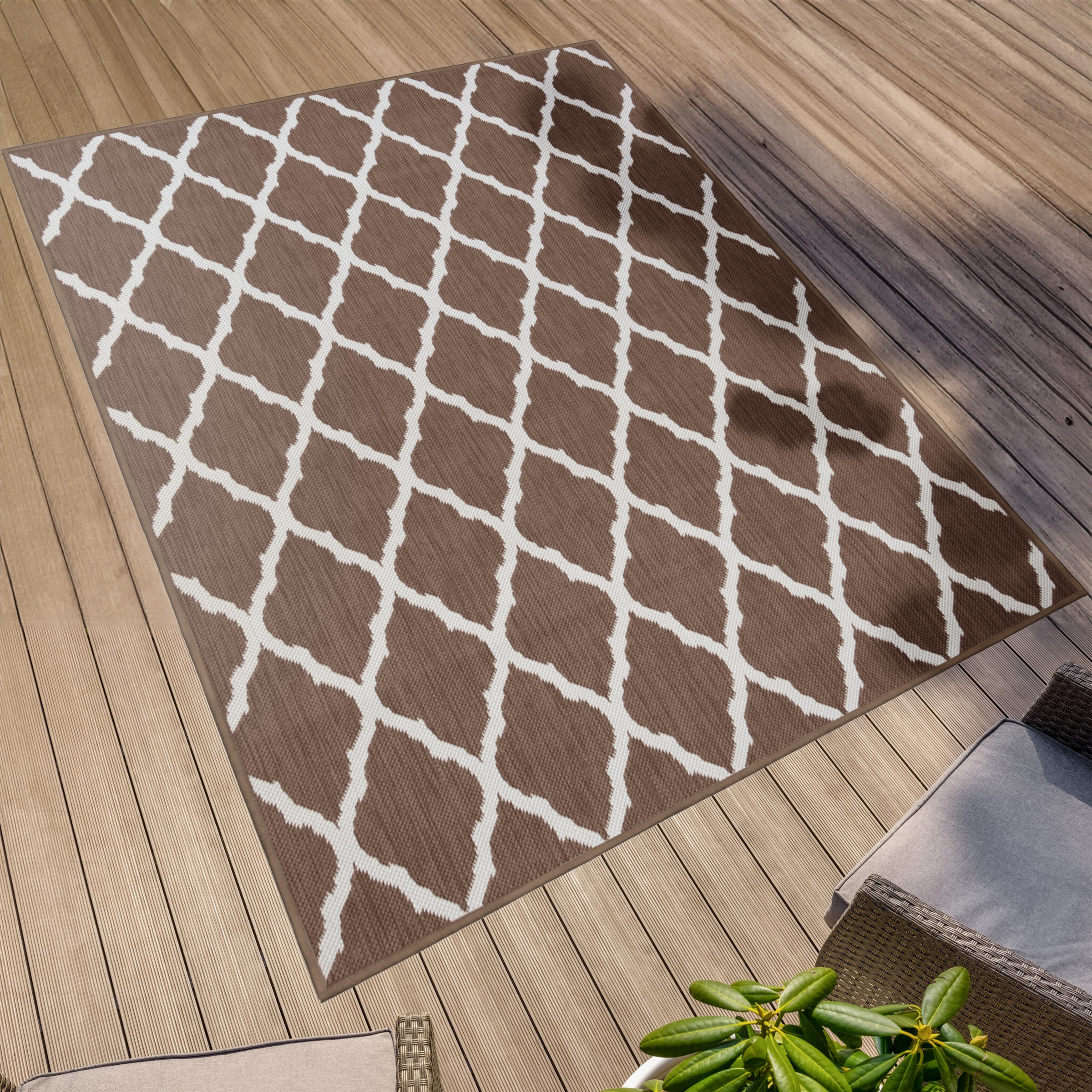 Primaflor-Ideen in Textil Teppich »Outdoorteppich REVERSO - Round Rhombus«, rechteckig, 5 mm Höhe, Wendeteppich, Rauten Design, In- und Outdoor geeignet, wasserfest