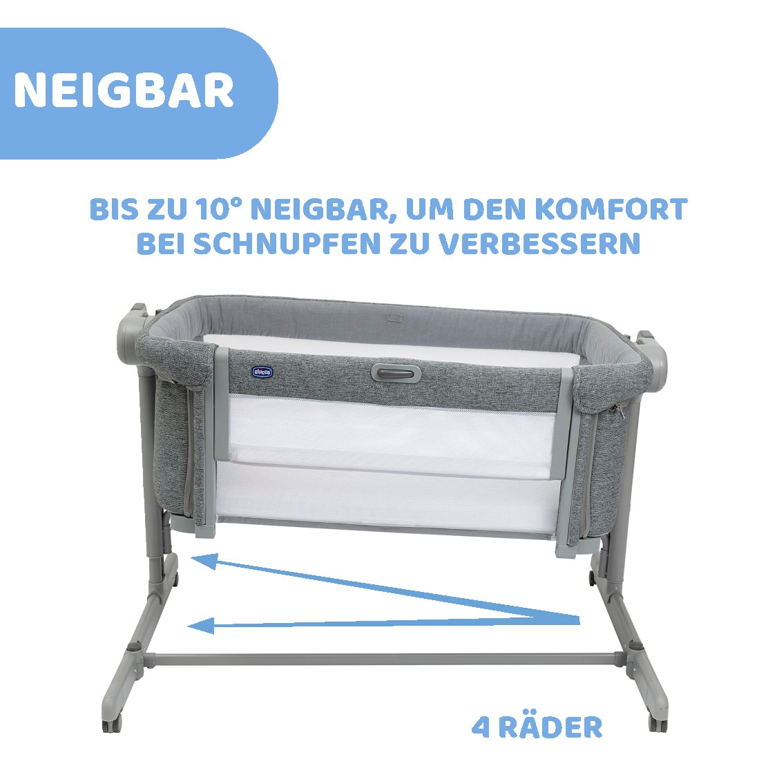 Chicco Beistellbett »Next2Me Magic Evo Dark Grey«, mit Schaukelmodus; inklusive Transporttasche