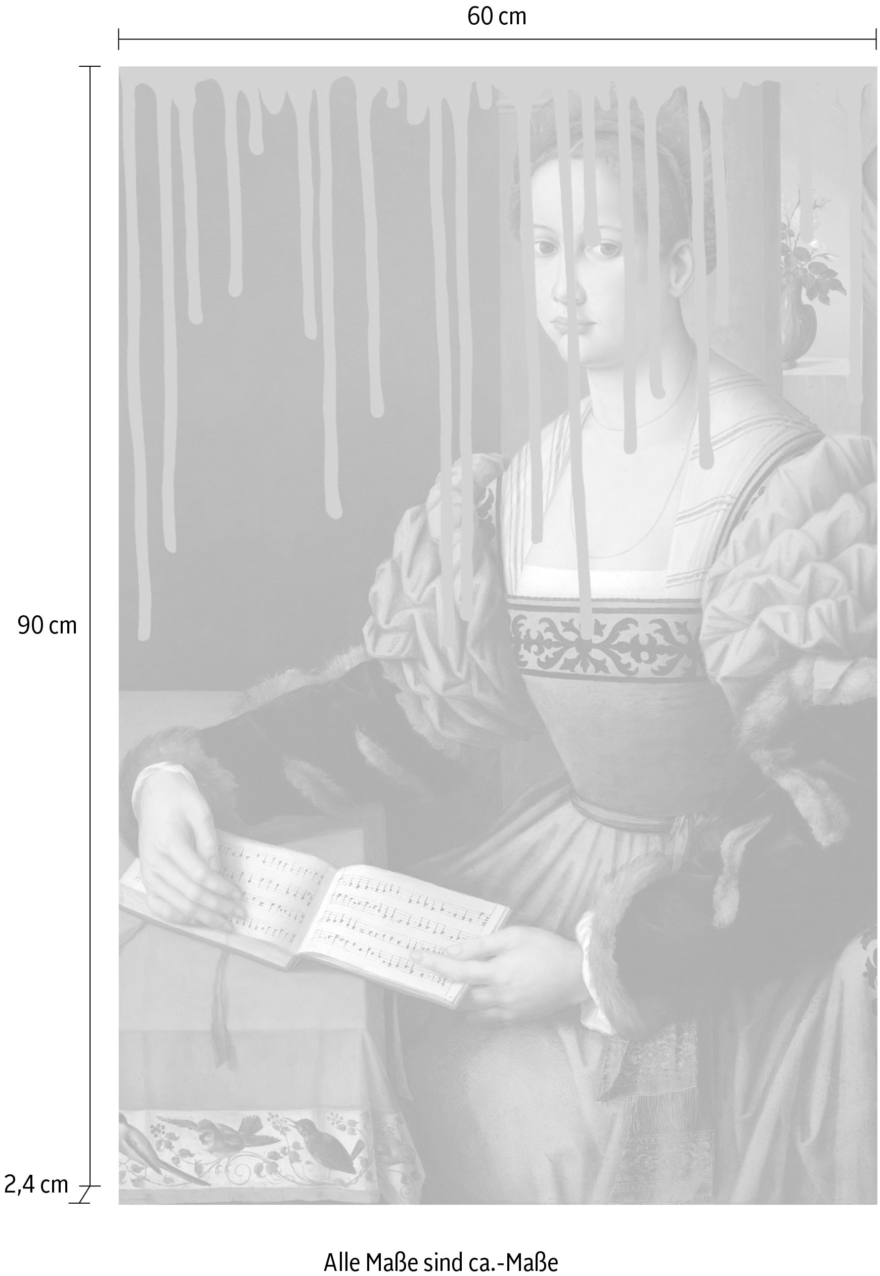 queence Acrylglasbild »Frau mit Buch und Farbklecks«, Kunst-Gemälde-Frau-Bilder von Frauen-Historische Persönlichkeiten-Formen, Fine Art-Print in Galeriequalität