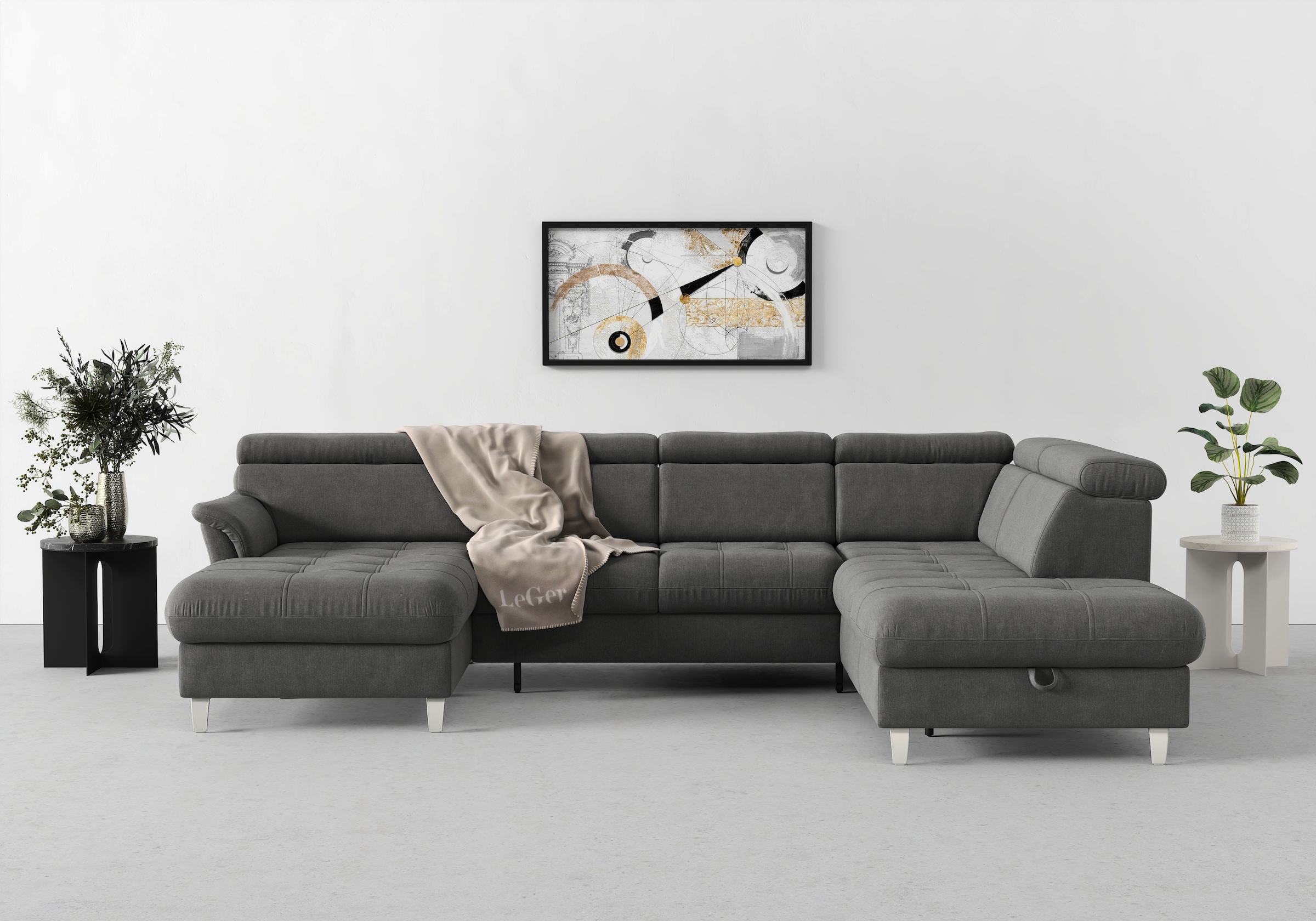 sit&more Wohnlandschaft "Marano U-Form" inklusive Kopfteilverstellung, optional Schlaffunktion & Bettkasten