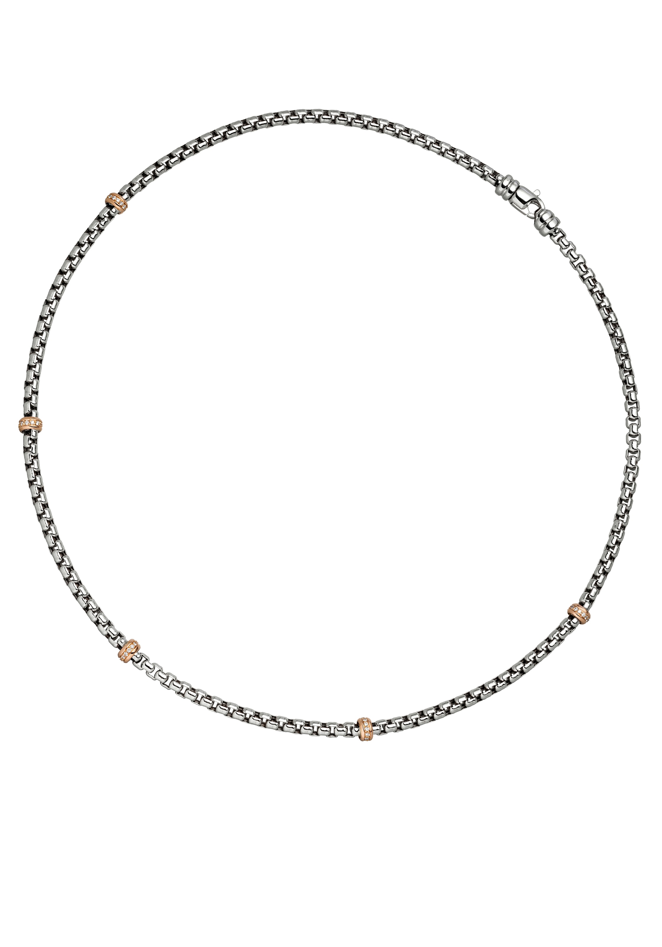 JOBO Kette ohne Anhänger »Weißgoldkette 45 cm« 585 Gold Bicolor mit 65 Diamanten