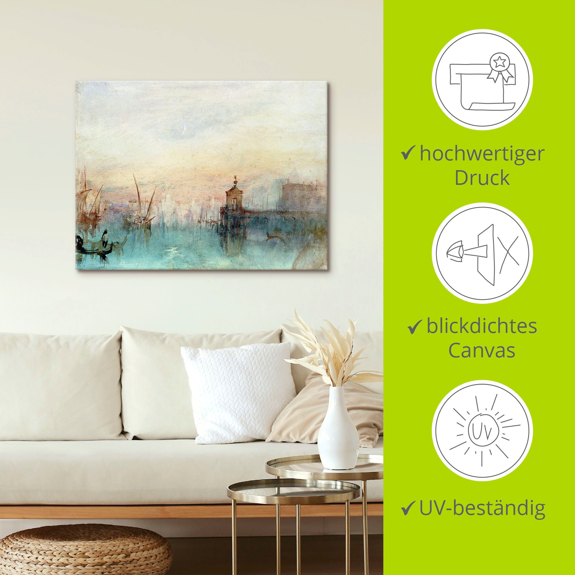 Artland Wandbild »Venedig mit erster Mondsichel.«, Gewässer, (1 St.), als Leinwandbild, Poster, Wandaufkleber in verschied. Größen