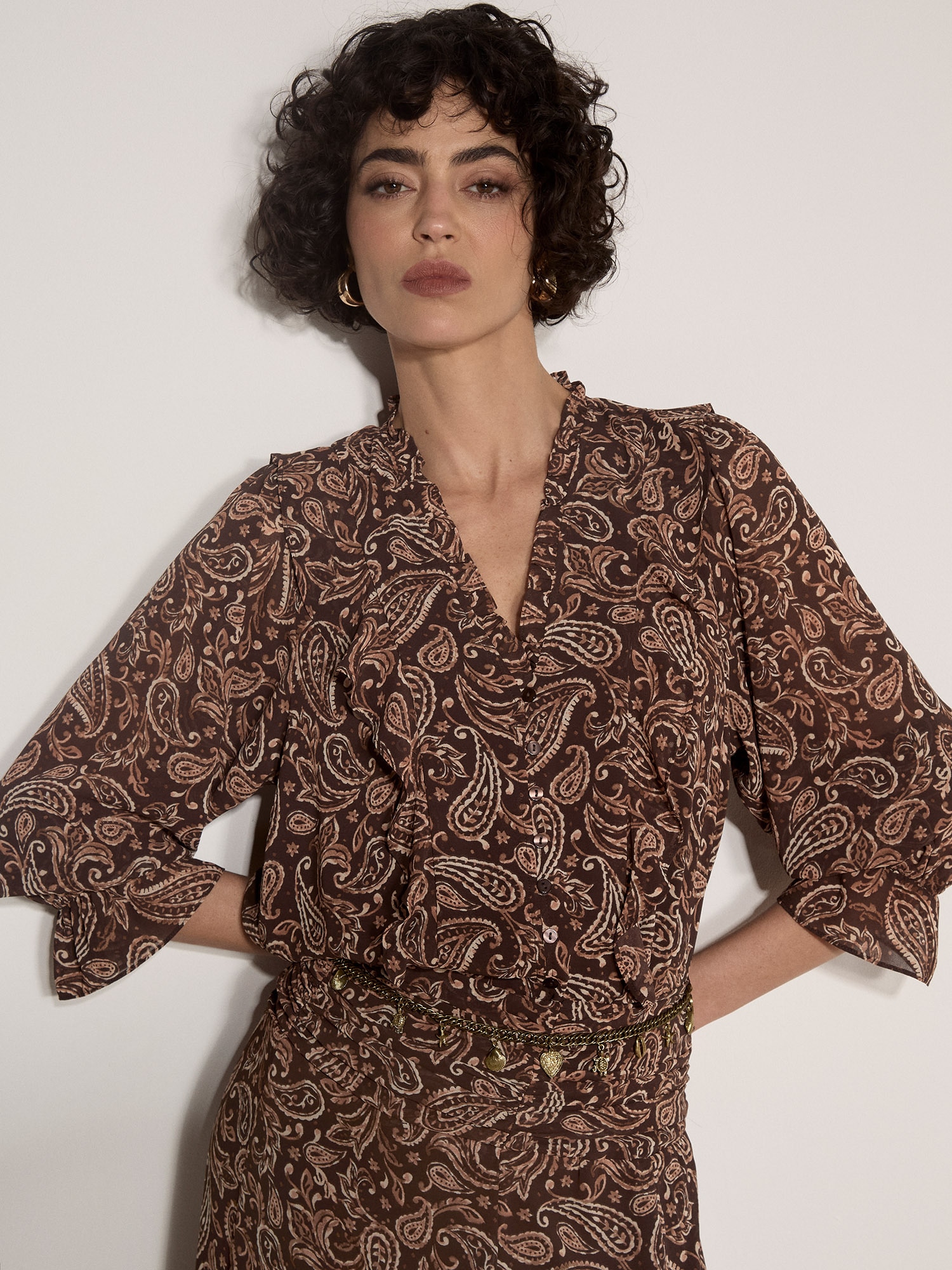 Apricot Rüschenbluse »Chiffonbluse« mit Paisleydruck