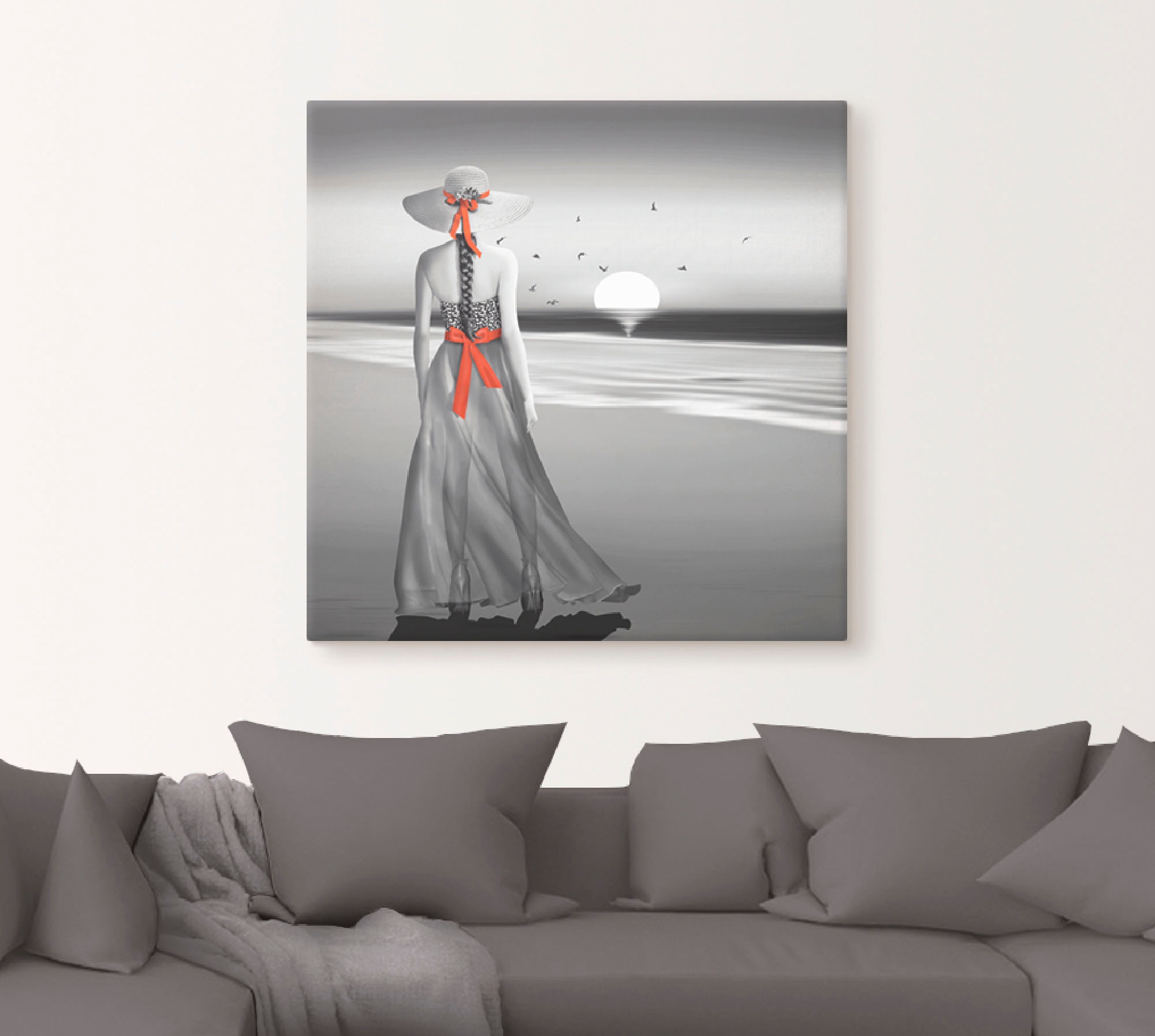 Artland Wandbild »Ein Blick zurück aufs Meer«, Frau, (1 St.), als Alubild, Outdoorbild, Leinwandbild, Poster, Wandaufkleber