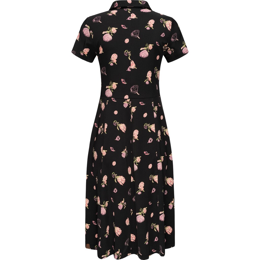 Damenmode Kleider Ragwear Blusenkleid »Lovly«, stylisches Sommerkleid mit Allover Print schwarz