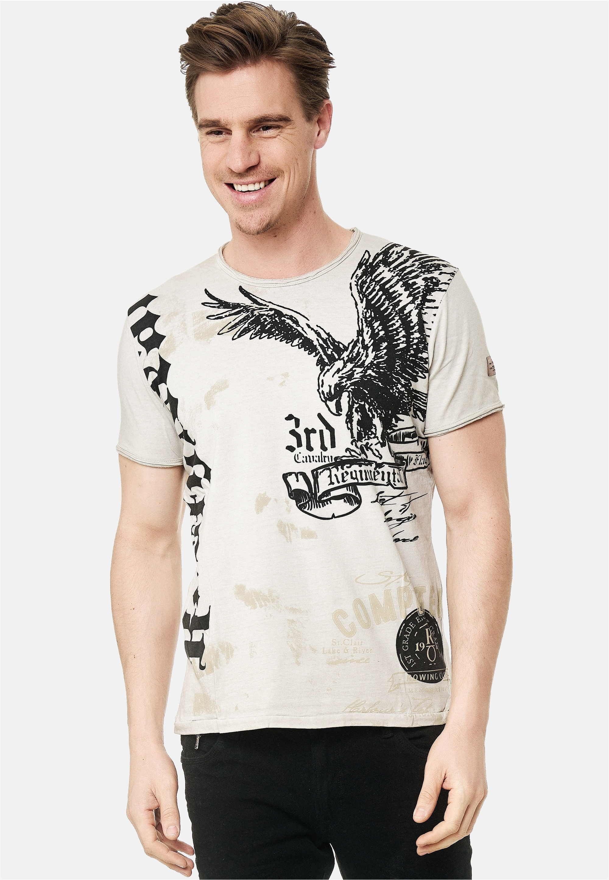 Rusty Neal T-Shirt mit Adler-Print