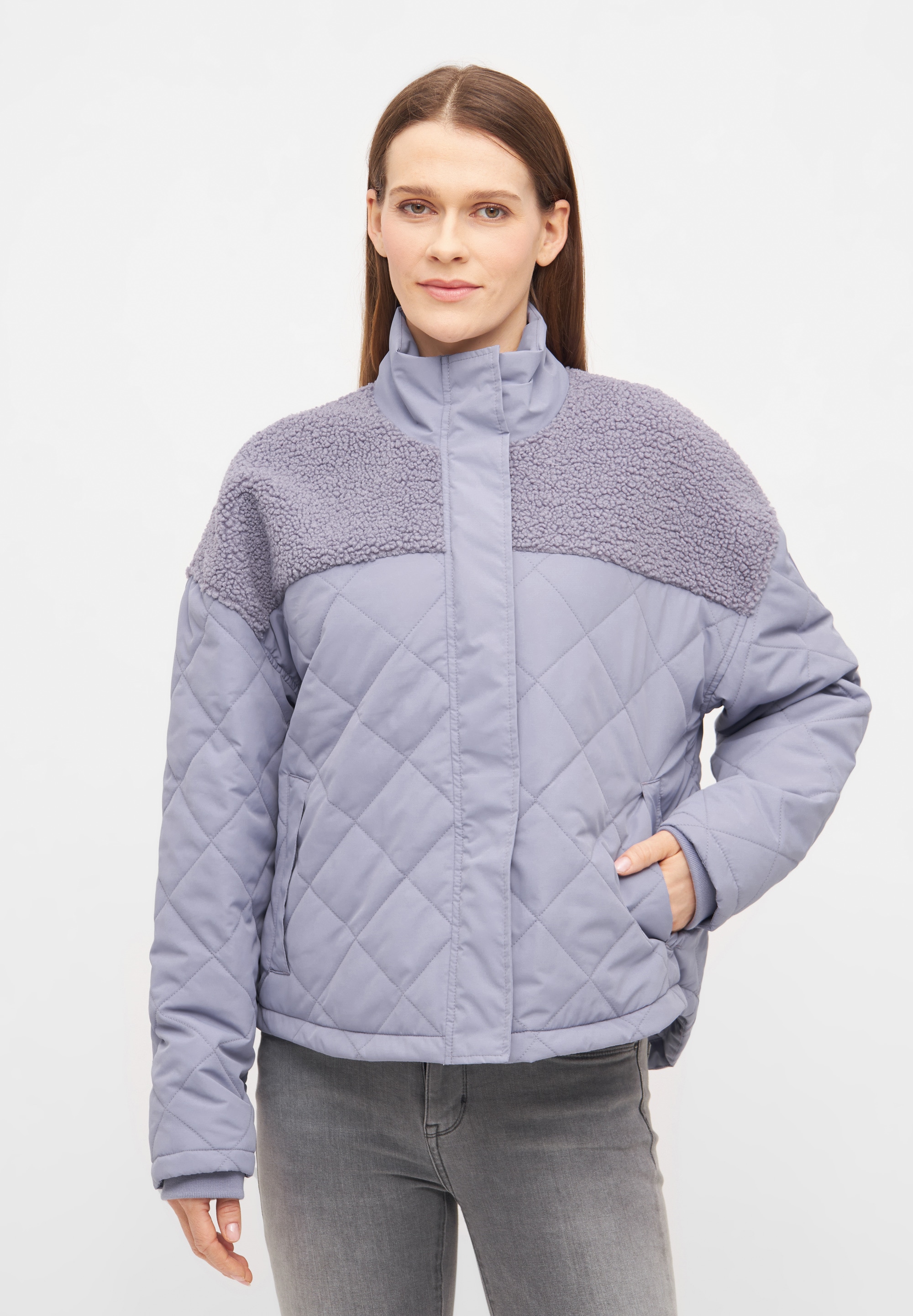 Derbe Fleecejacke "Quiltholm", gesteppt, Fleece im oberen Anteil, silberne Details