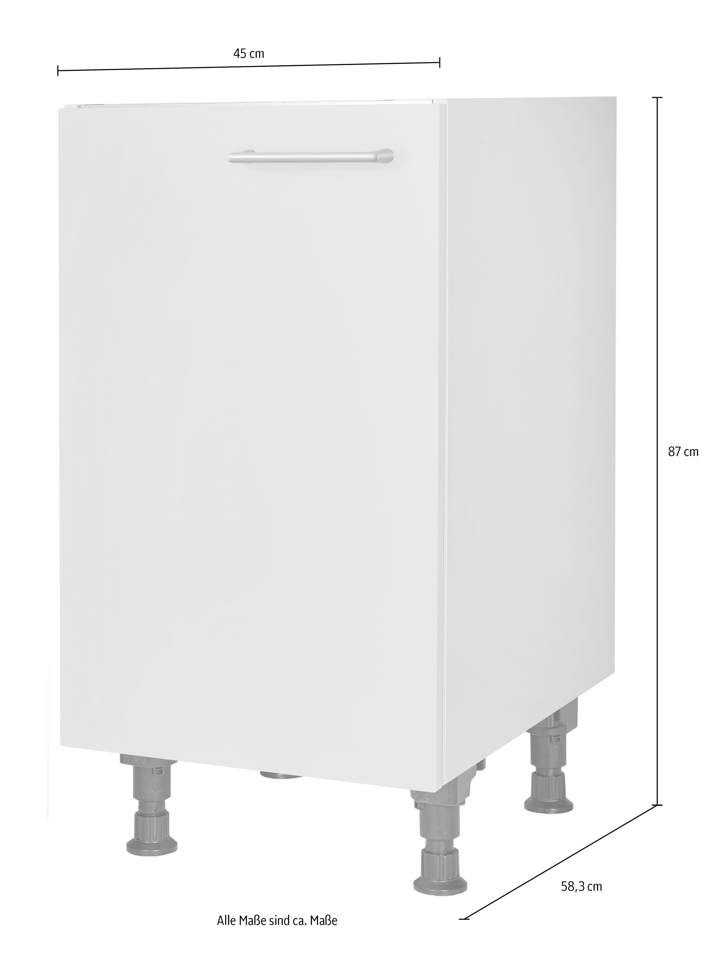 nobilia® Spülenschrank »"Laser", Ausrichtung wählbar, vormontiert, in den Breiten« 45 und 60 cm, mit höhenverstellbaren Sockelfüßen