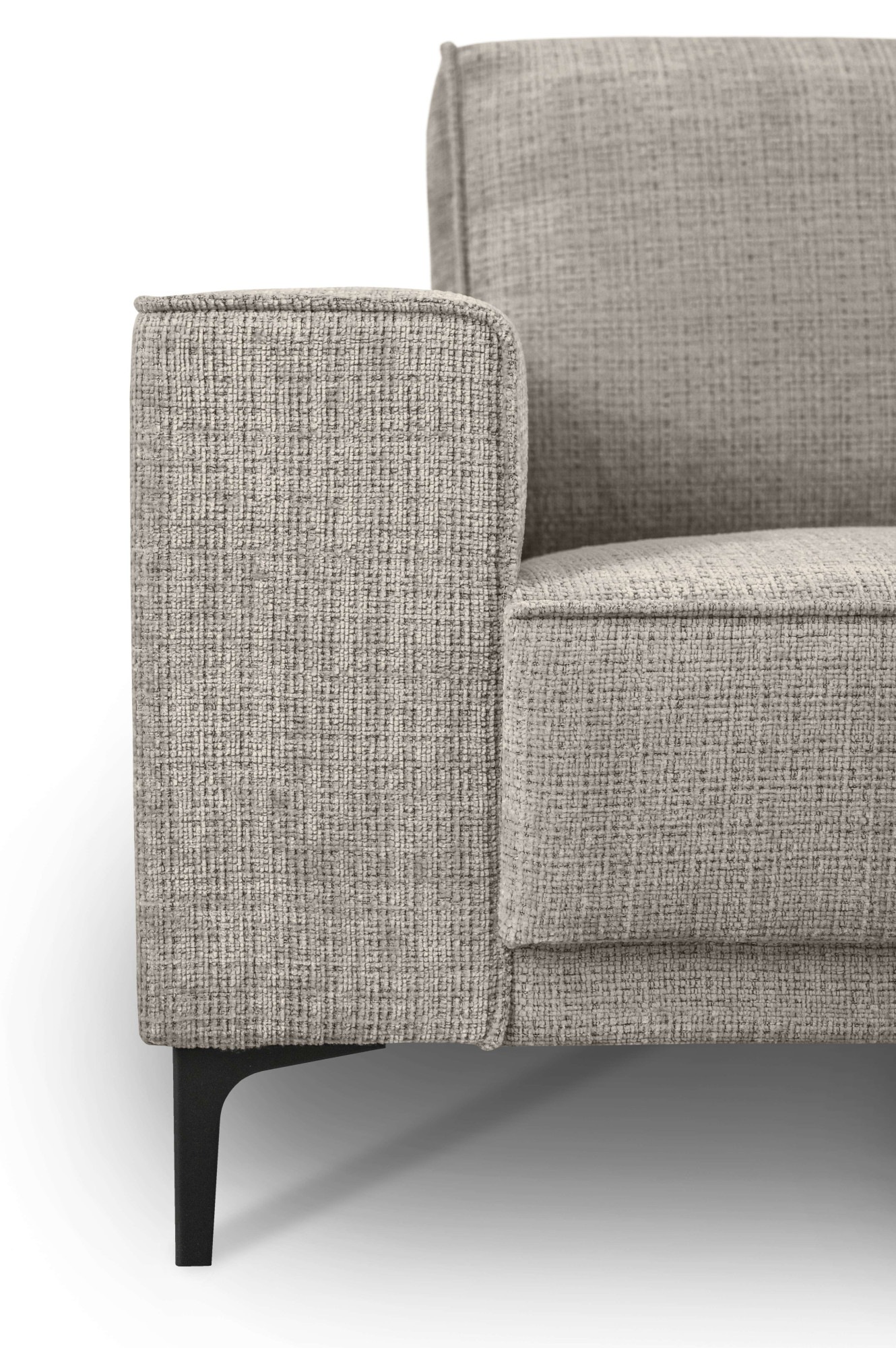 Places of Style Ecksofa »Polsterecke Oland, Struktur, Flachgewebe, Luxus-Microfaser, Boucle«, L-Form, 289 cm, Wellenunterfederung, Skandi-Design, Metallfüße