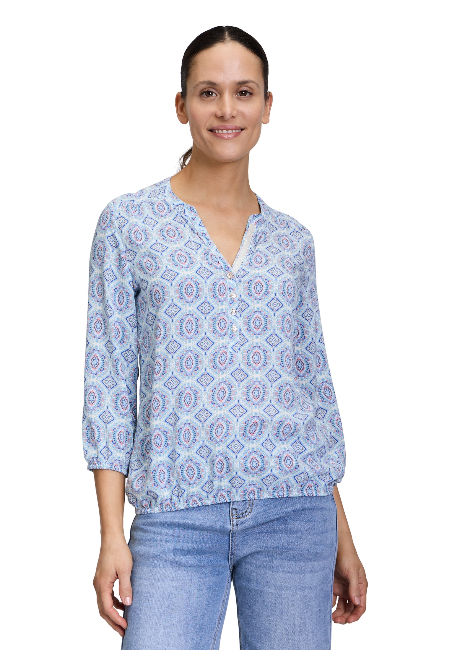Cartoon Schlupfbluse "Cartoon Damen Casual-Bluse mit Muster" günstig online kaufen