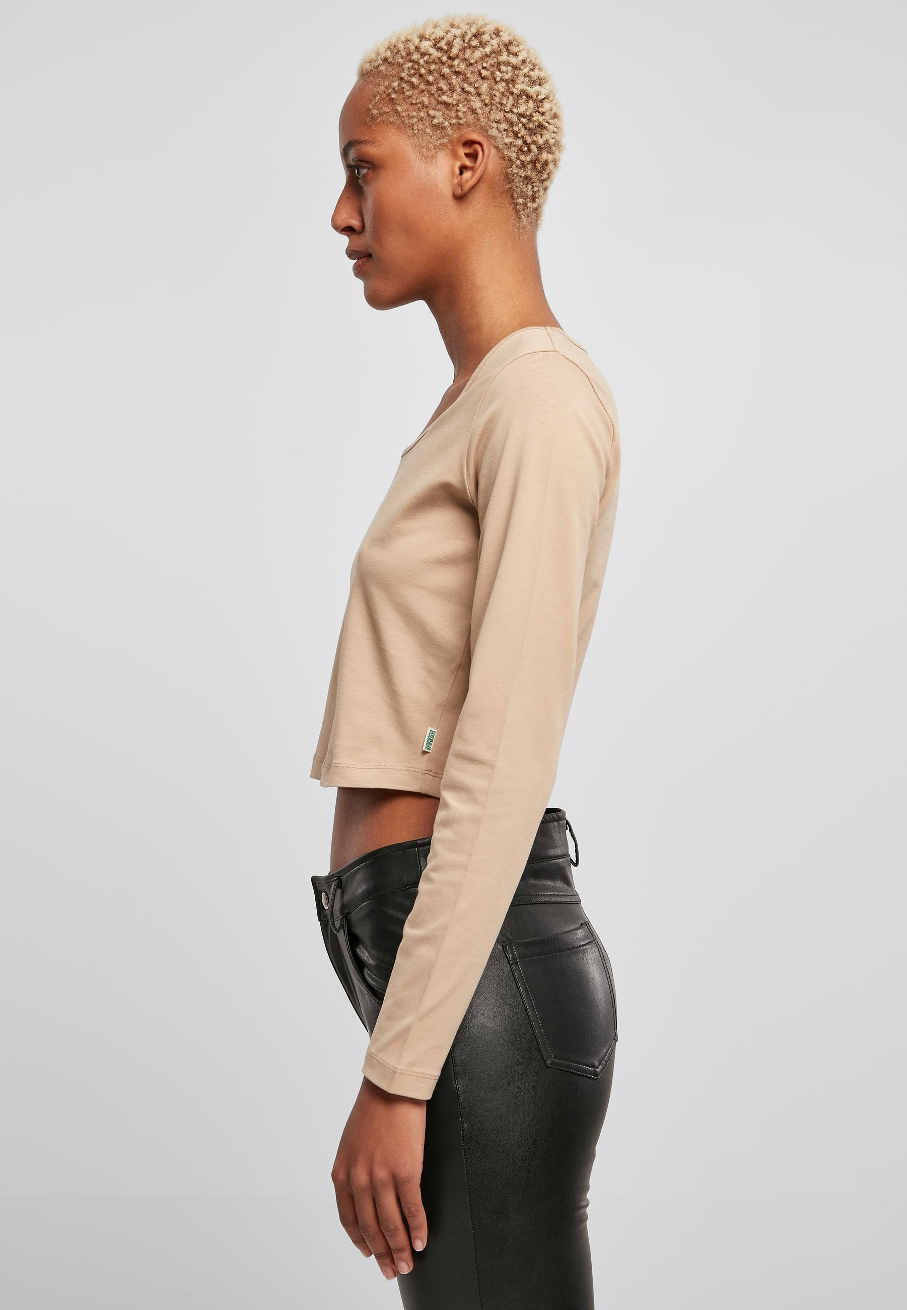 URBAN CLASSICS Longsleeve »Urban Classics Damen Ladies Organic Wide Neck Cropped Longsleeve«, (1 tlg.)