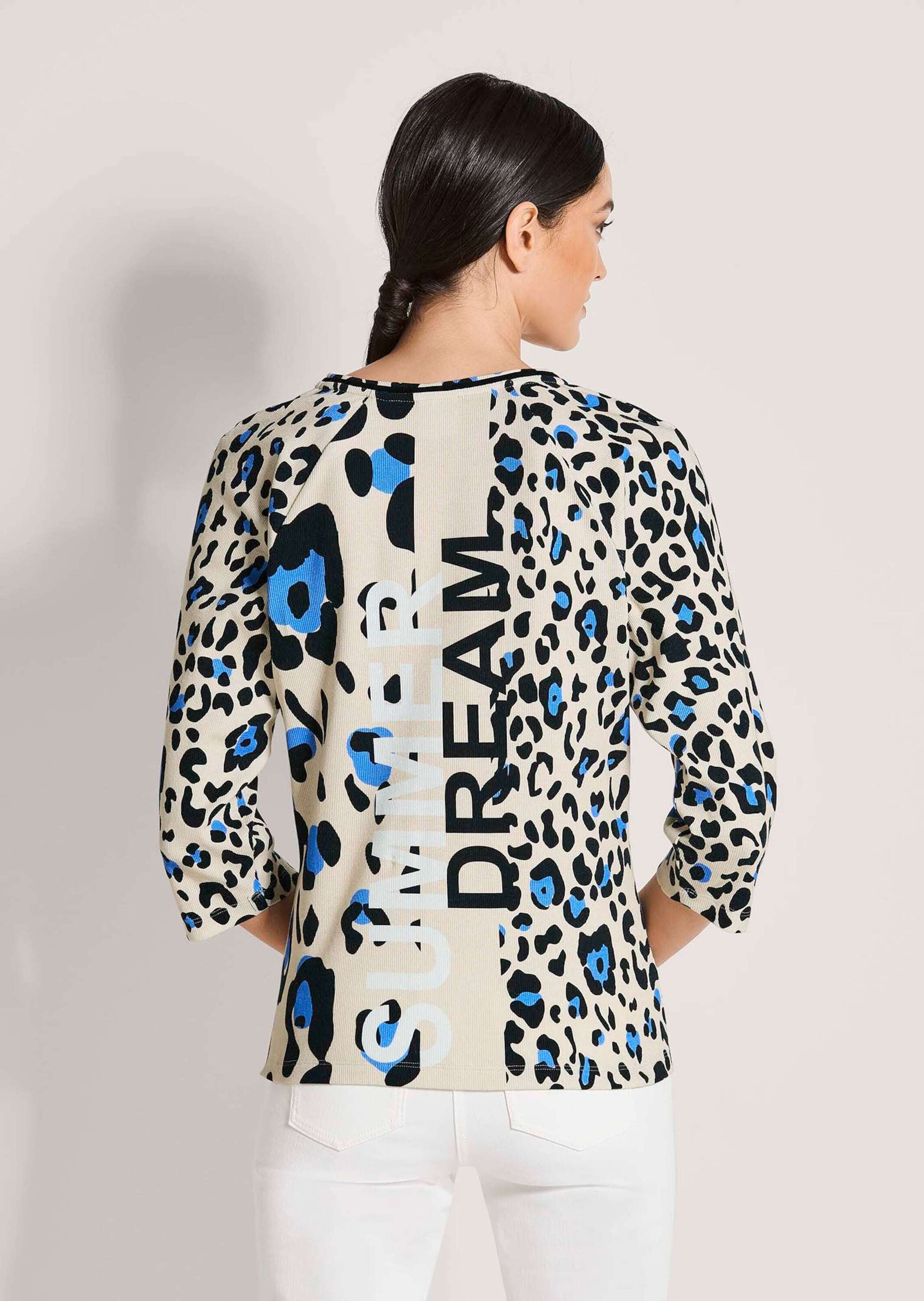 MADELEINE Langarmshirt »Shirtjacke Sportiver Halbarm Shirtblazer mit Print« Rippenqualität