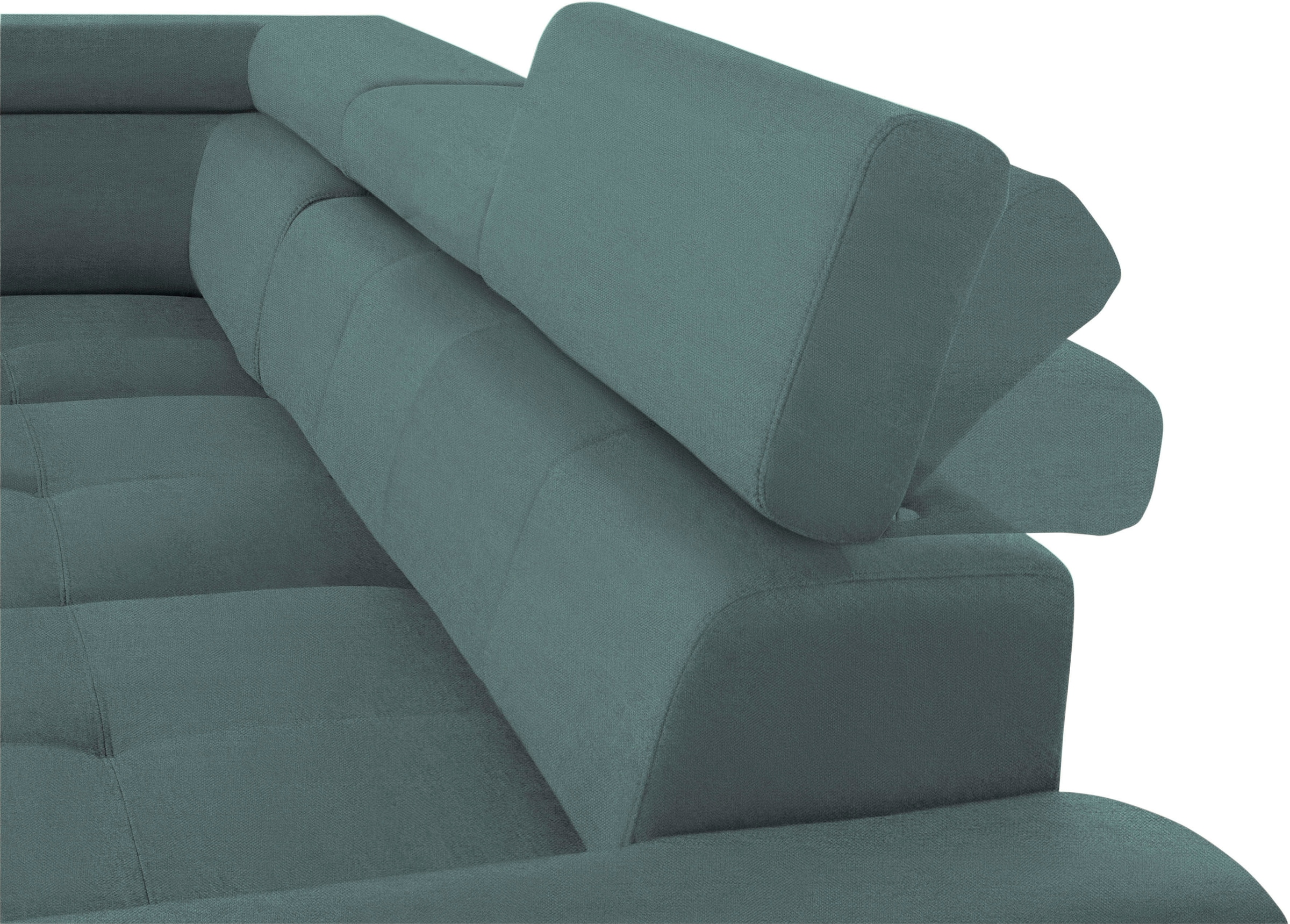 exxpo - sofa fashion Ecksofa »Enya, aufwendige Detailverarbeitung, hoher Sitzkomfort, bequem, L-Form«, mit Kopfteilverstellung, wahlweise Bettfunktion u. Bettkasten