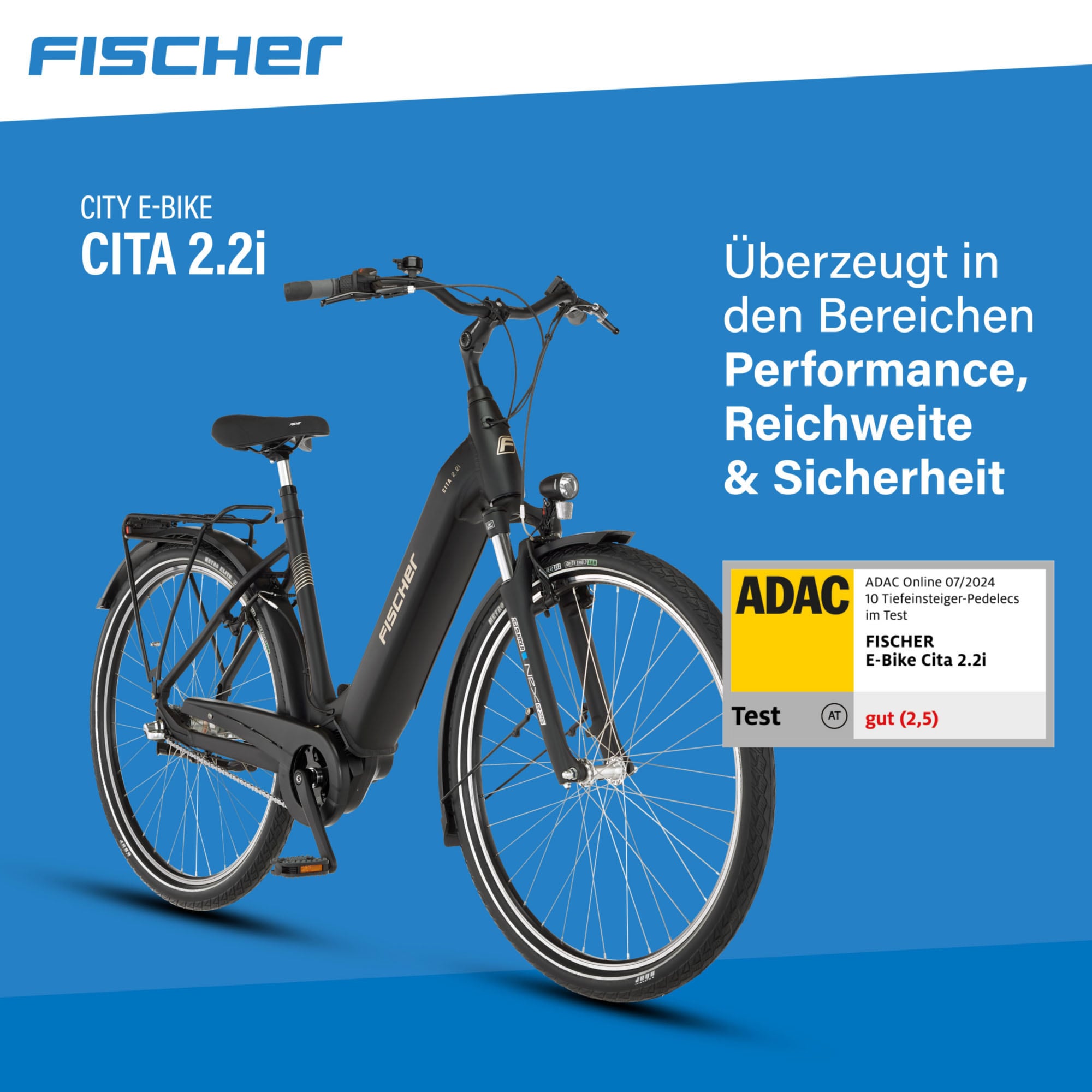 FISCHER Fahrrad E-Bike »CITA 2.2I 522«, 3 Gang, Shimano, Nexus, Mittelmotor 250 W, (Schloss), Pedelec, Elektrofahrrad für Damen u. Herren