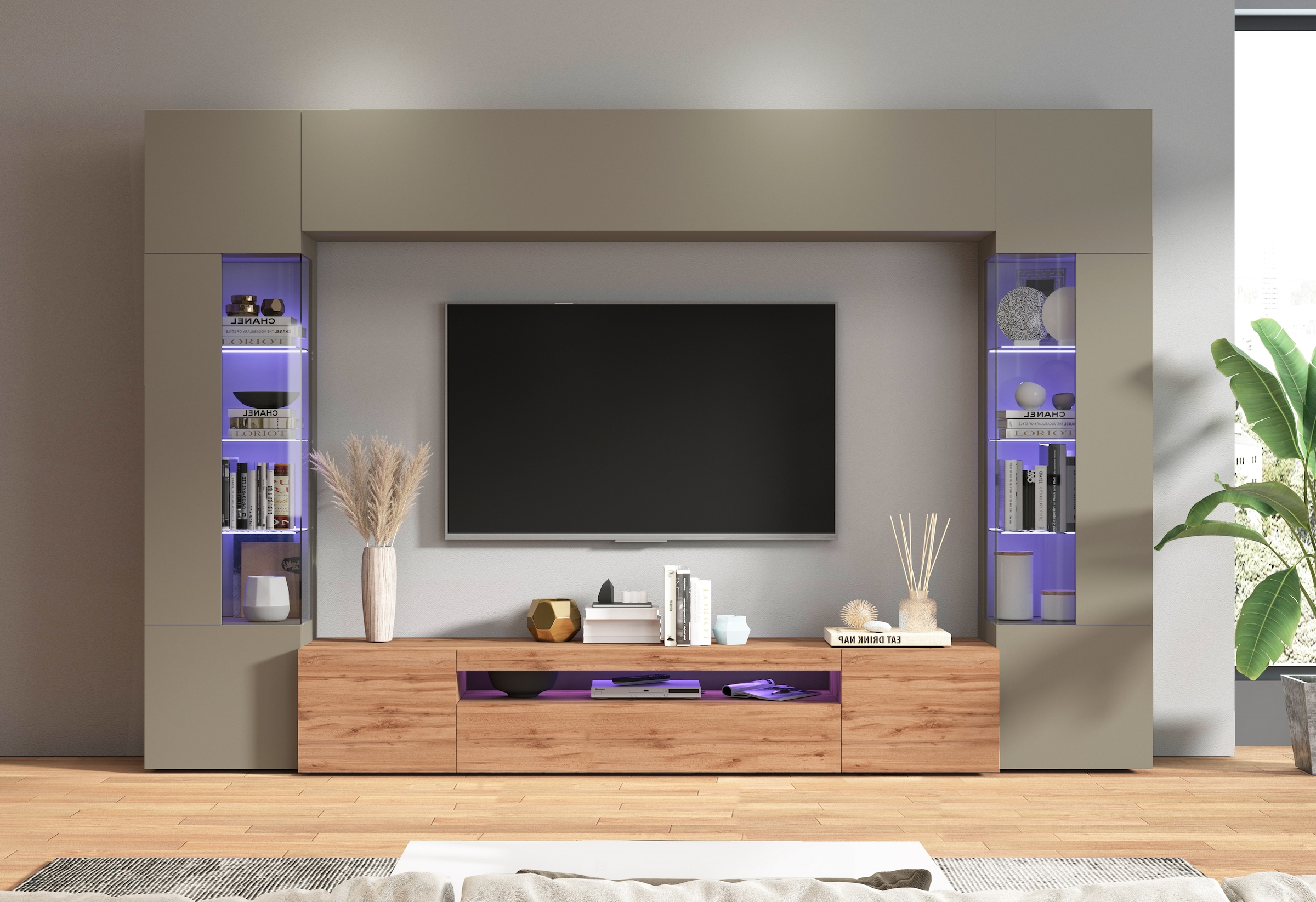 INOSIGN Wohnwand »New Egypt«, (4 St., Breite 290cm), bestehend aus 2 Stauraumvitrinen, 1 Lowboard, 1 Hängeschrank