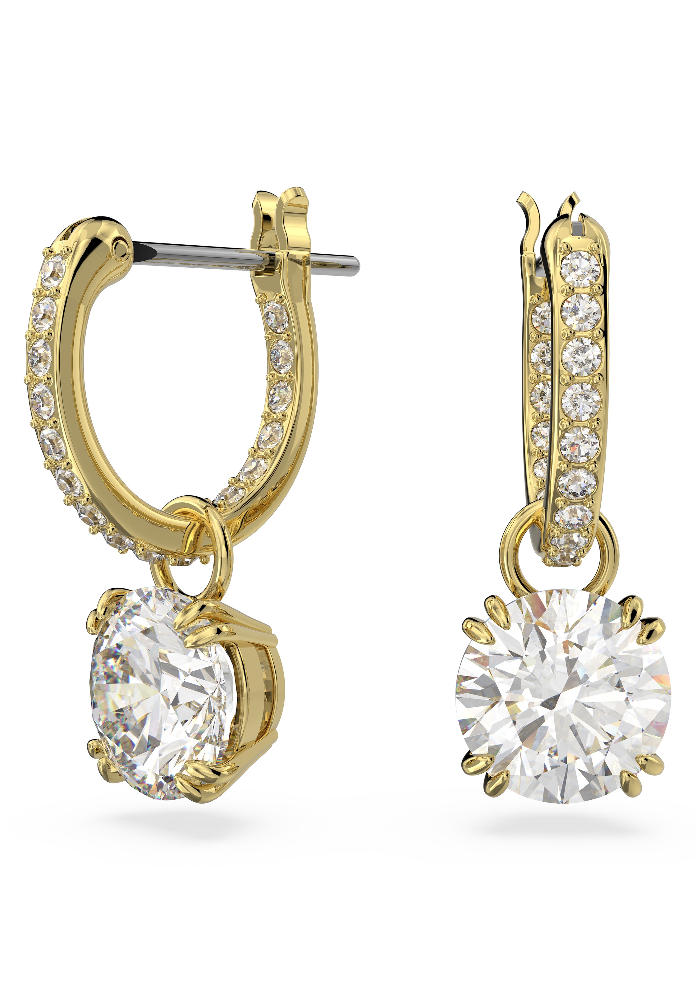 Paar Ohrhänger SWAROVSKI "Stilla Round", gold (gelbgoldfarben, kristallfarben, kristallfarben), Ohrringe, Damen, Metall, mit Swarovski Kristall - Einhänger abnehmbar 2