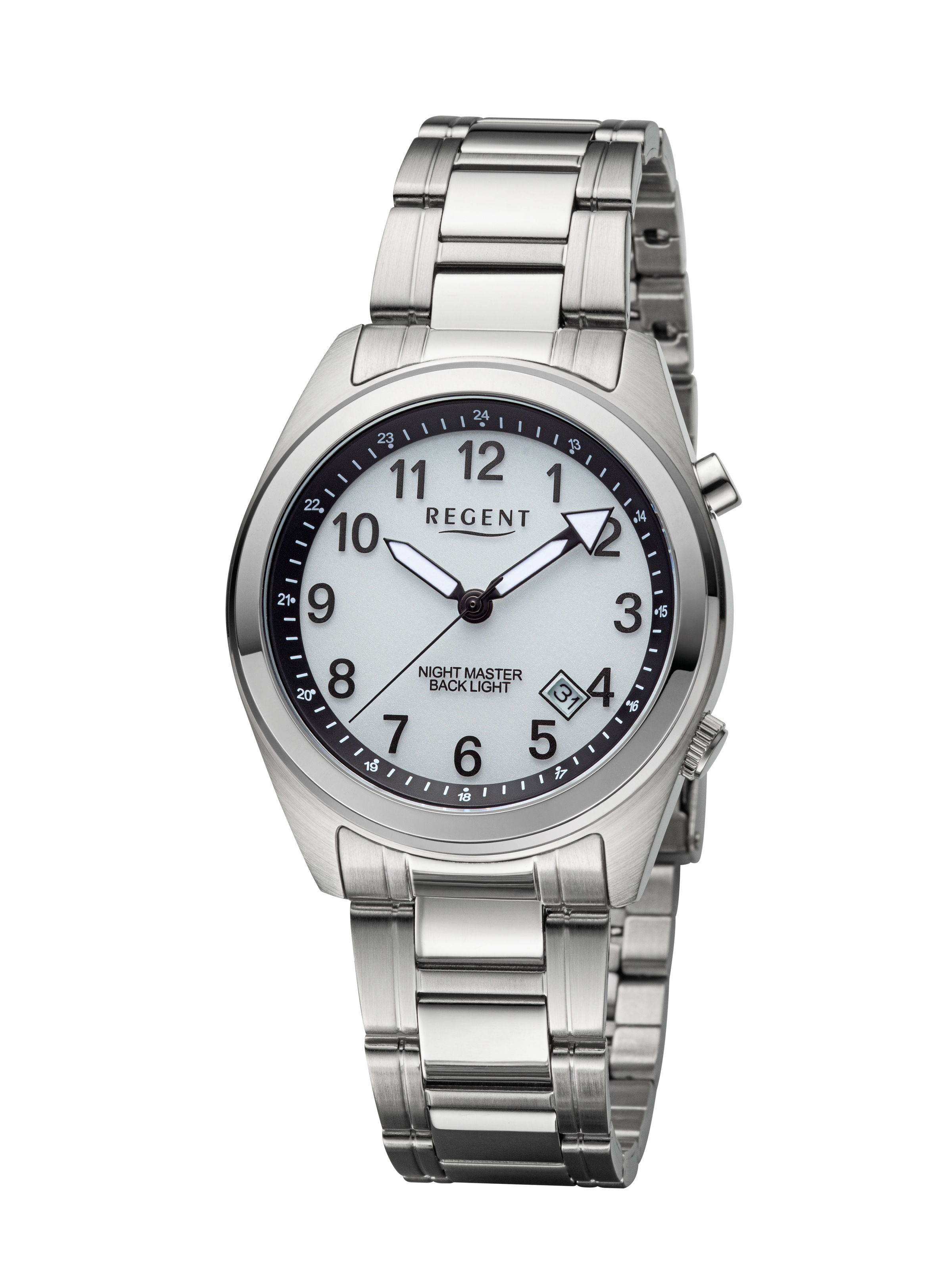 Regent Quarzuhr Armbanduhr, Damenuhr, Herrenuhr, Edelstahlarmband, analog, Tag