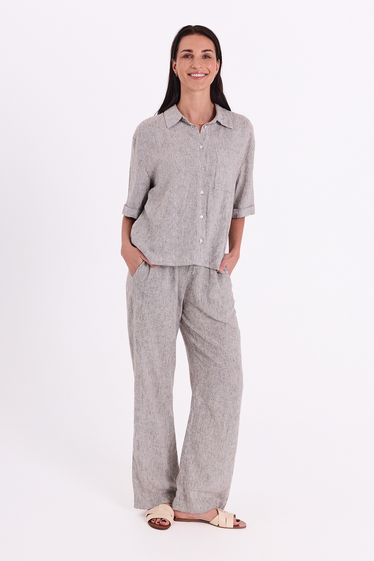 FREEQUENT Leinenhose "FQLAVA-PANTS" bequem weite Form, gestreift günstig online kaufen