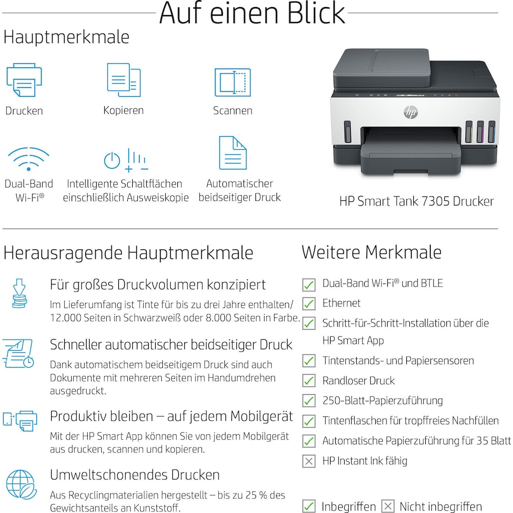 HP Multifunktionsdrucker »Smart Tank 7305«