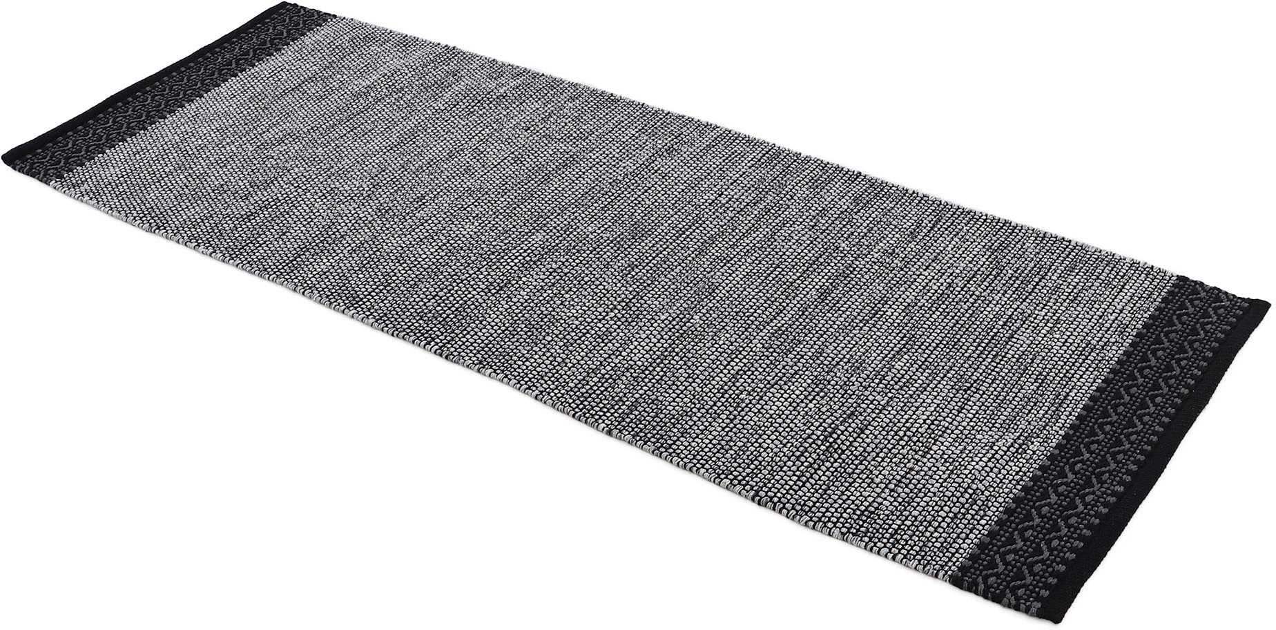 Teppich CARPETFINE "Kelim Mia, auch als Läufer erhältlich", grau, B:60cm H:6mm L:180cm, Baumwolle, Teppiche, Teppich, handgewebt, Baumwolle, Wendeteppich, Fleckerl, Bordüre, Wohnzimmer 2