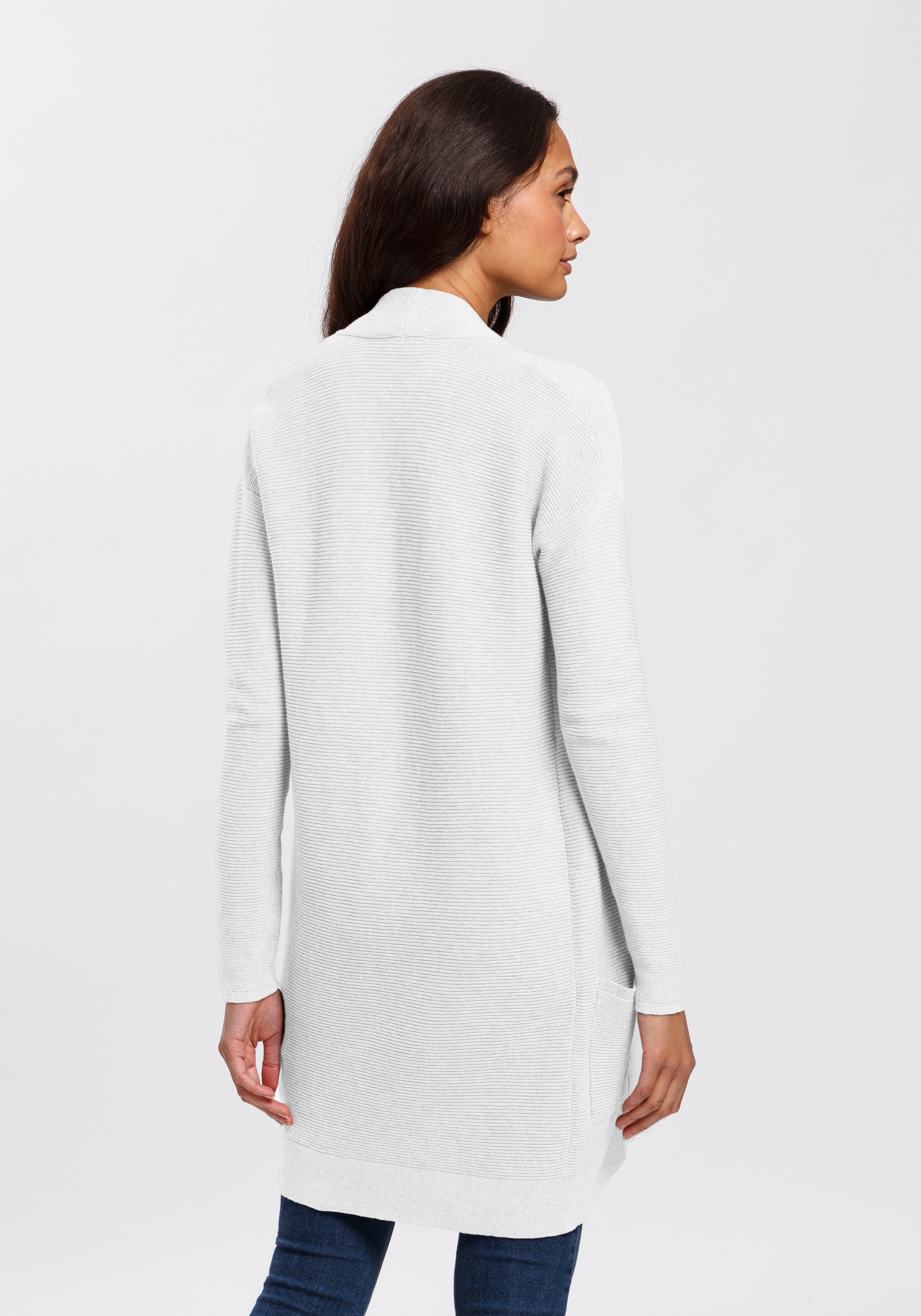 TOM TAILOR Longstrickjacke aus Rippstrick mit aufgesetzten Taschen günstig online kaufen