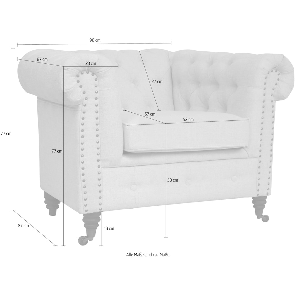 Home affaire Chesterfield-Sessel »Aarburg«, aufwändige Knopfheftung und Ziernägel im Chesterfield-Design