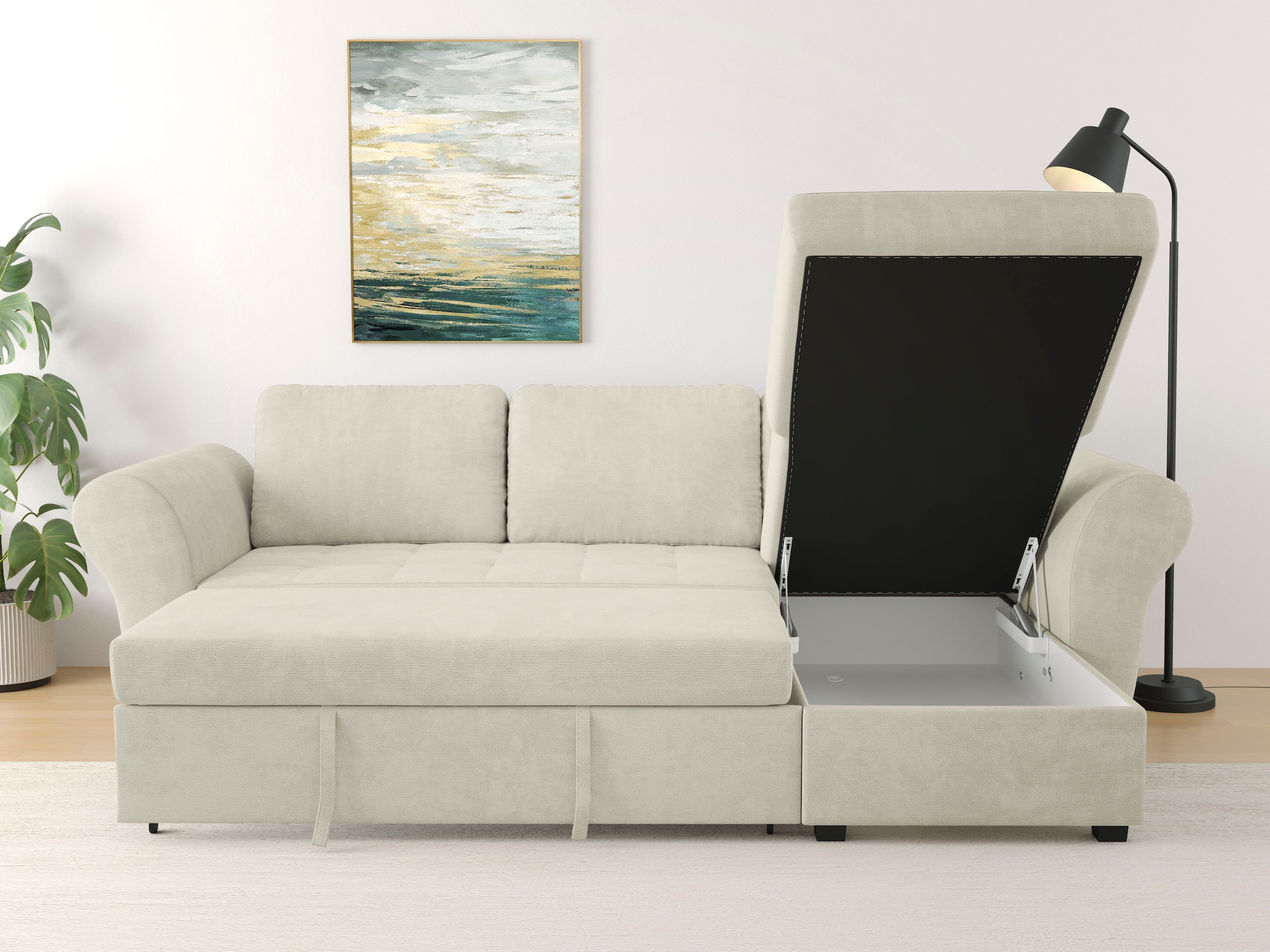 Trends by HG Ecksofa »LASSE, L-Form«, (2 St.), inkl. Schlaffunktion & Bettkasten