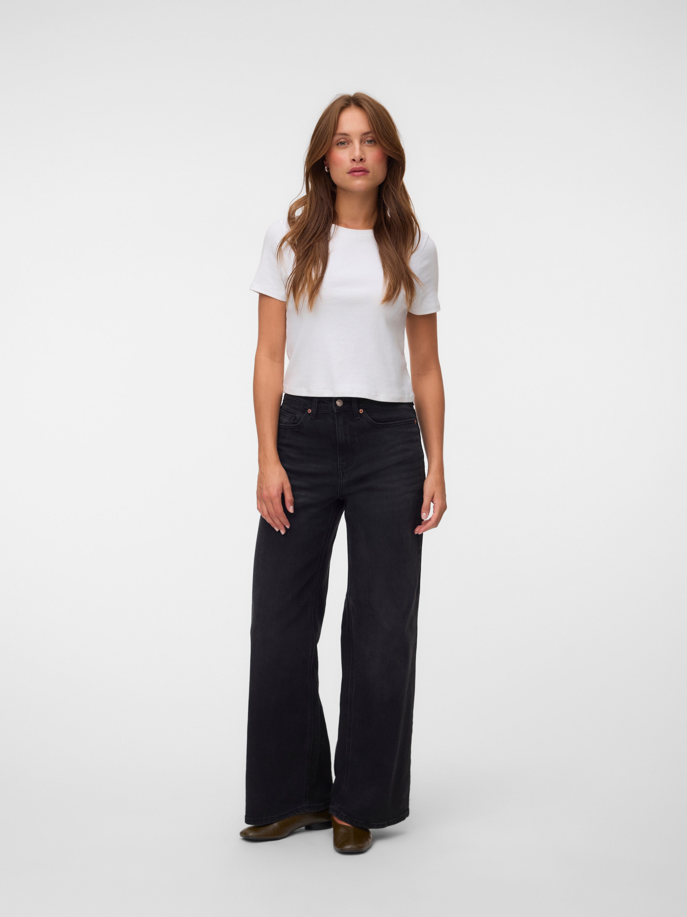 Vero Moda Weite Jeans »VMOLIVIA STRETCH HR WIDE JNS LI1101 NOOS« Baumwollmischung, high waist, wide fit