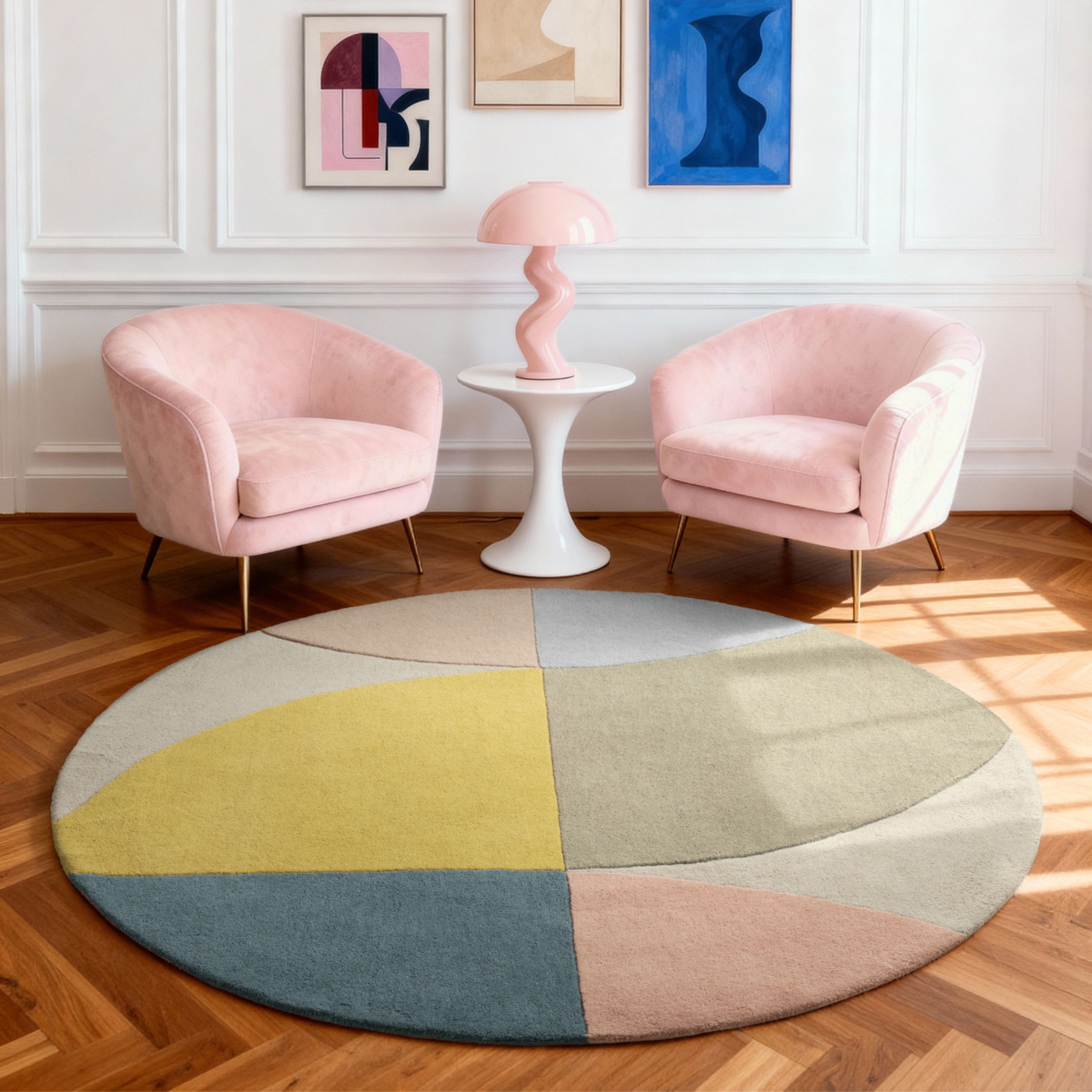 Ted Baker Wollteppich "Savile" rund 17 mm Höhe Wolle, Naturteppich, Handgemacht, Wohnzimmer, Schlafzimmer, bunt