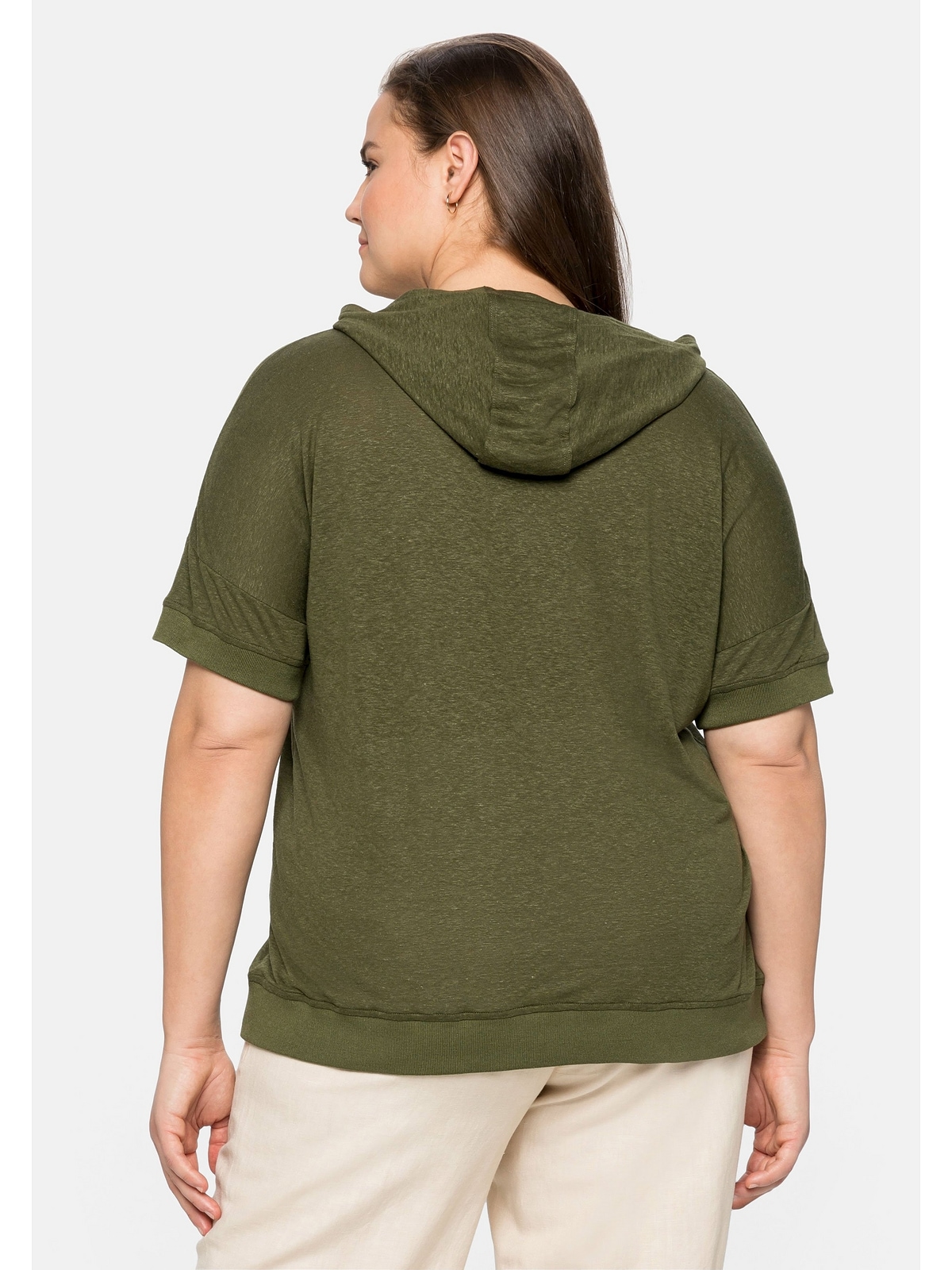 Sheego T-Shirt »Große Größen«, mit Kapuze, für | BAUR bestellen im Leinen-Baumwoll-Mix