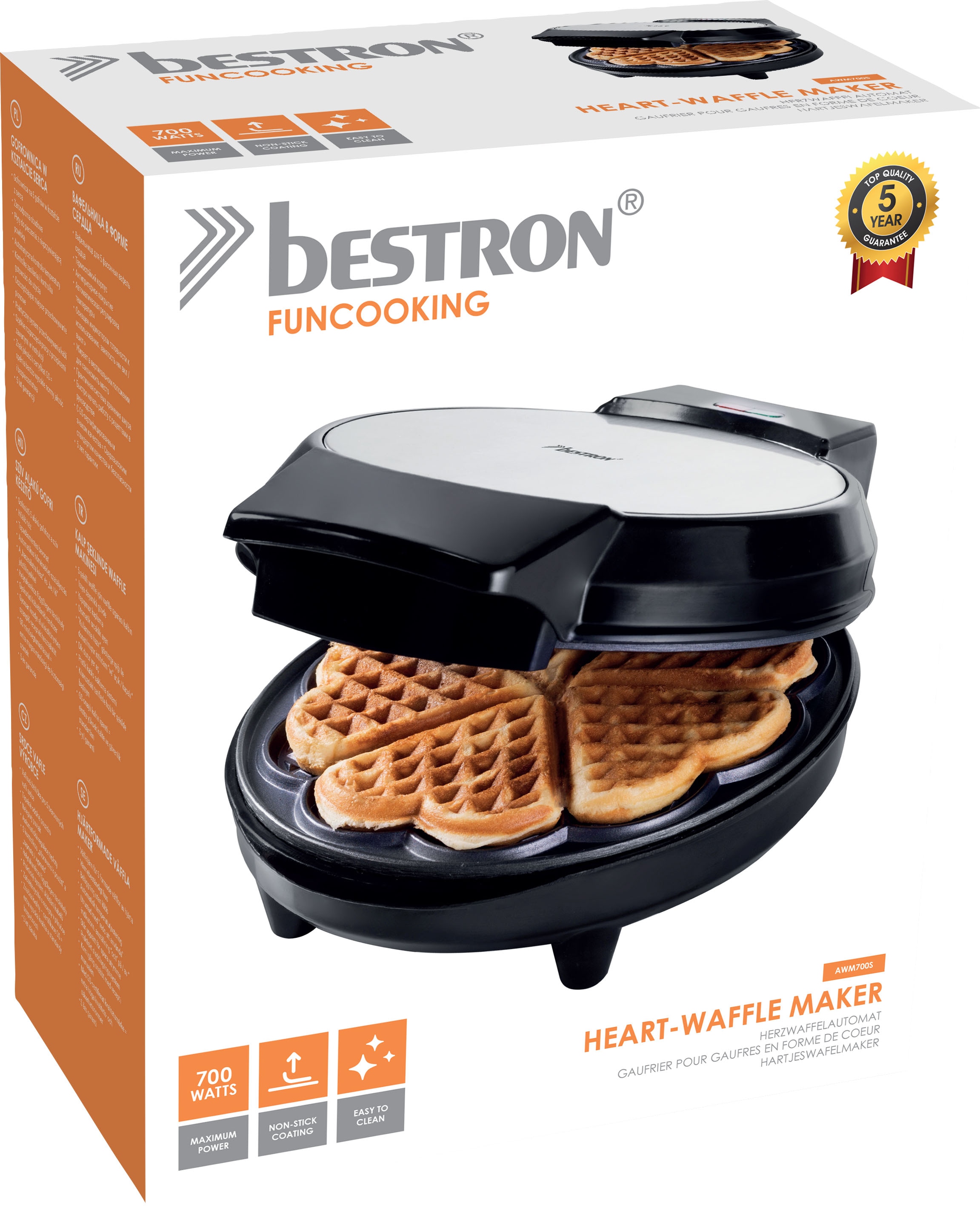 »AWM700S«, 700 Waffeleisen W, BAUR Rezeptvorschläge inkl. bestron Herzwaffeln, Antihaftbeschichtung, | klassische