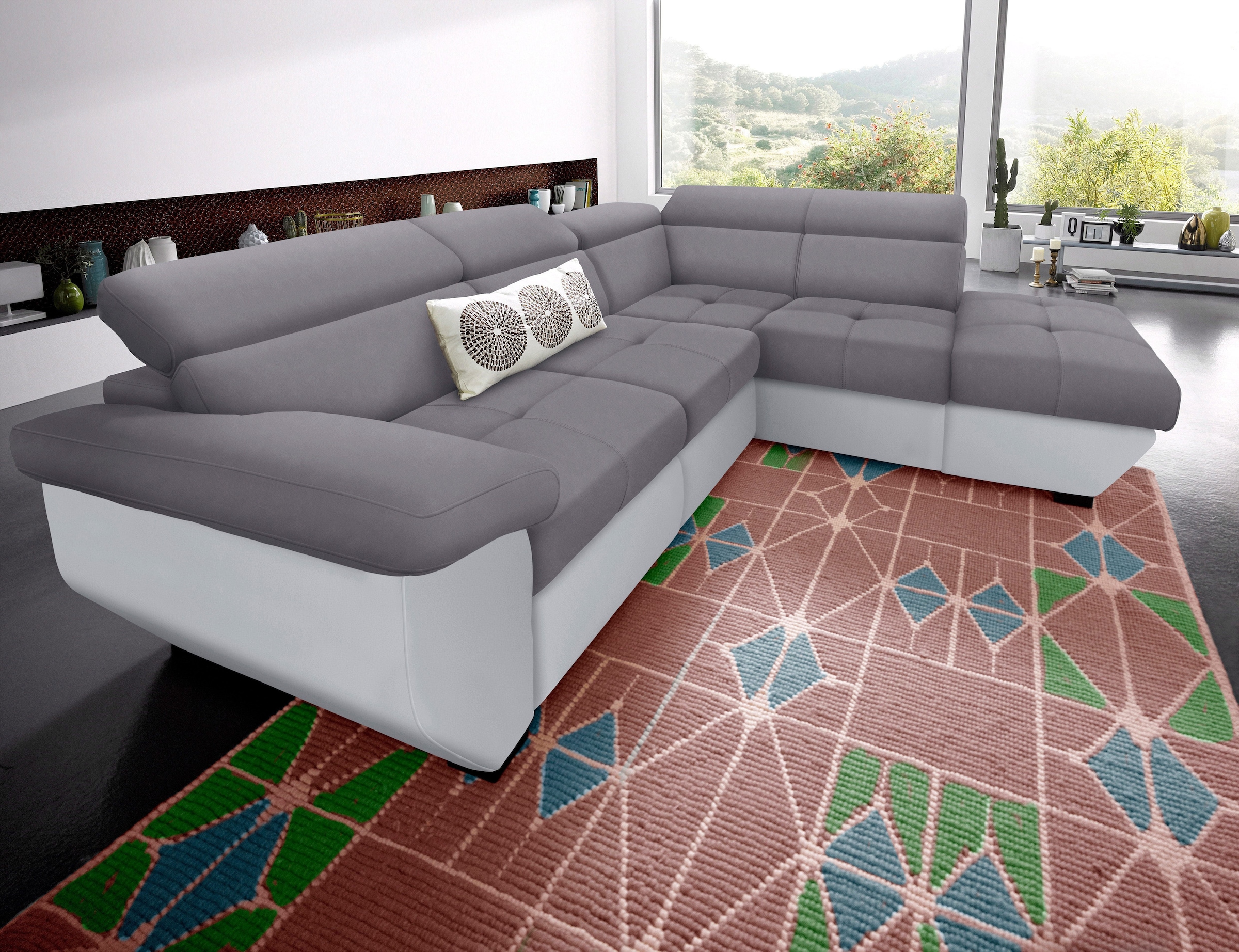 COTTA Ecksofa "Speedway L-Form, B: 262cm, moderne Couch, bequeme Wellenunterfederung," Kopfteilverstellung, optional Schlaffunktion & Bettkasten