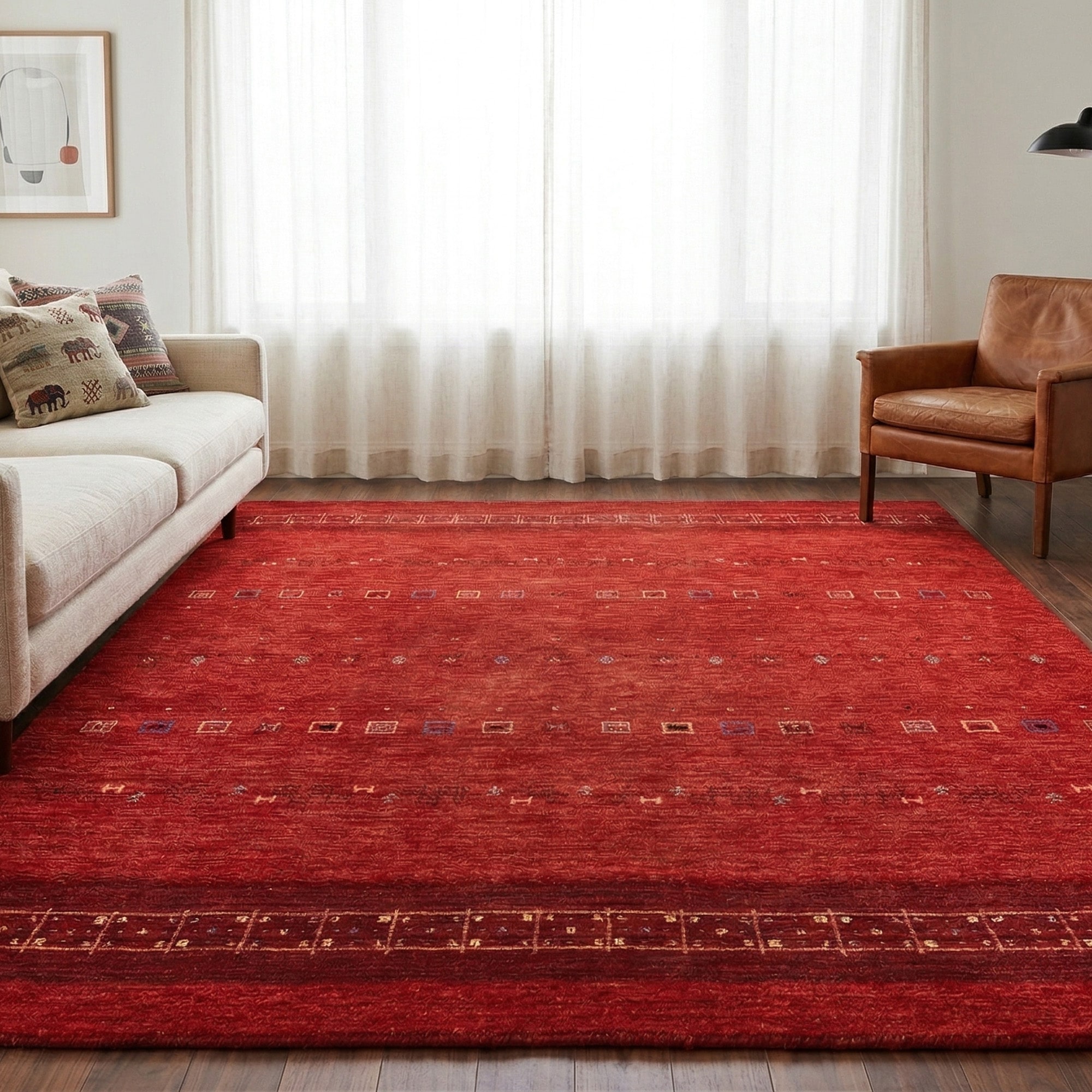 THEKO Wollteppich "Lori Star Gold" rechteckig 12 mm Höhe reine Wolle, handgewebt, ideal im Wohnzimmer & Schlafzimmer