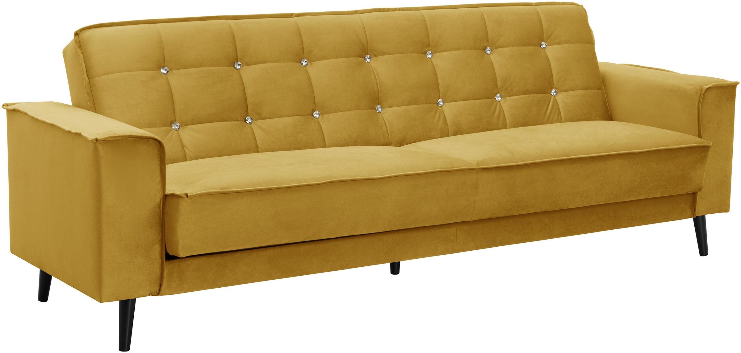 Max Winzer® Schlafsofa »Jersey, 3-Sitzer, Sofa in exklusivem Design, mit Strasssteinen«, handgefertigt, hochwertige Konstruktion, Samtvelours, mit Bettfunktion