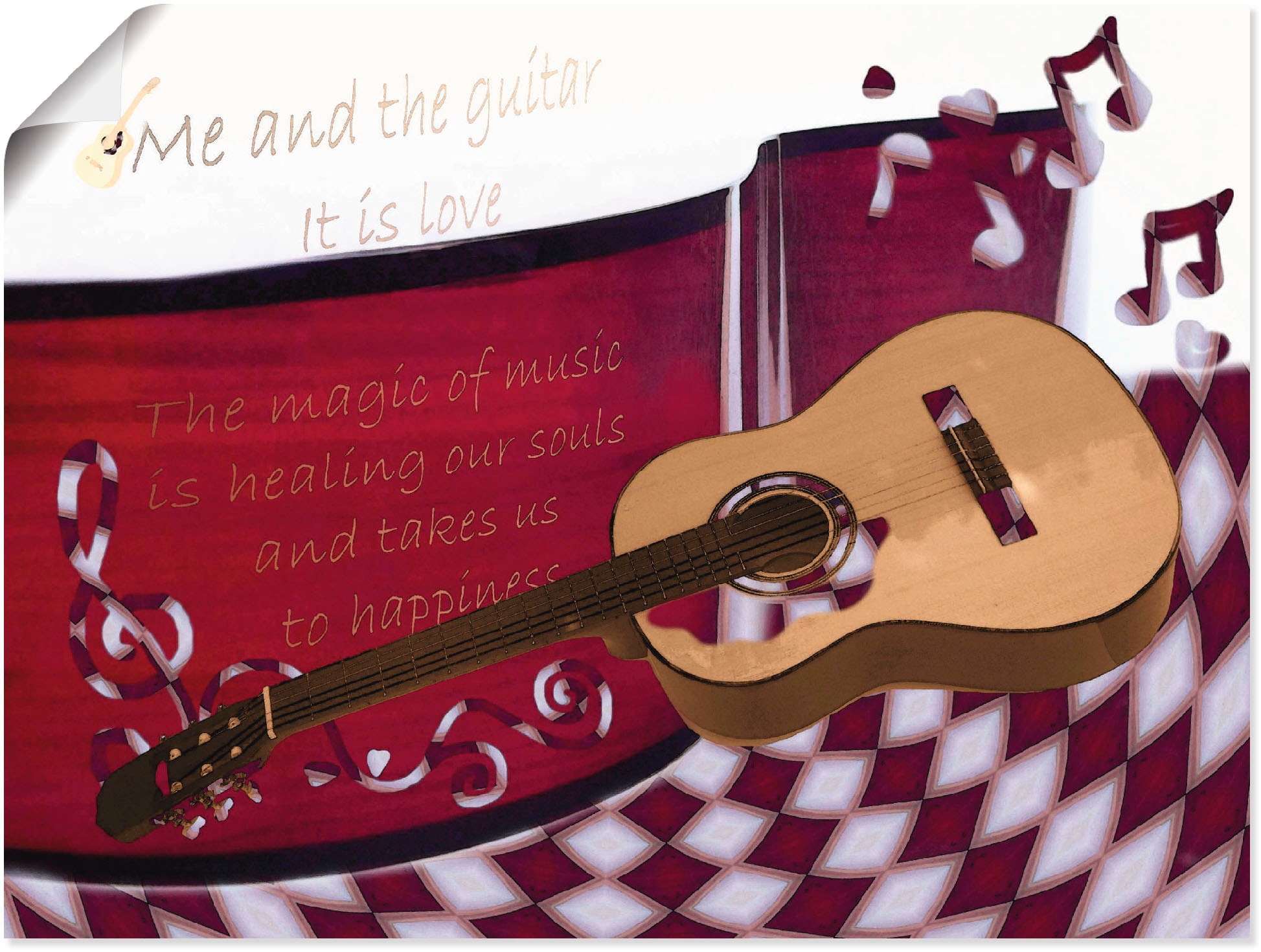 Poster »Die Gitarre und Ich«, Instrumente, (1 St.), als Alubild, Leinwandbild,...